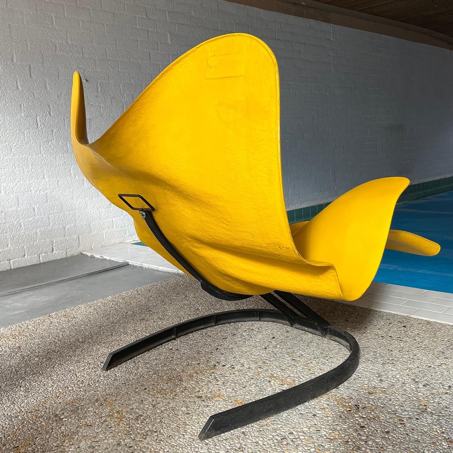1966, Elephant Chair By Bernard Rancillac Yellow With Black Base Limited Edition photo Furniture