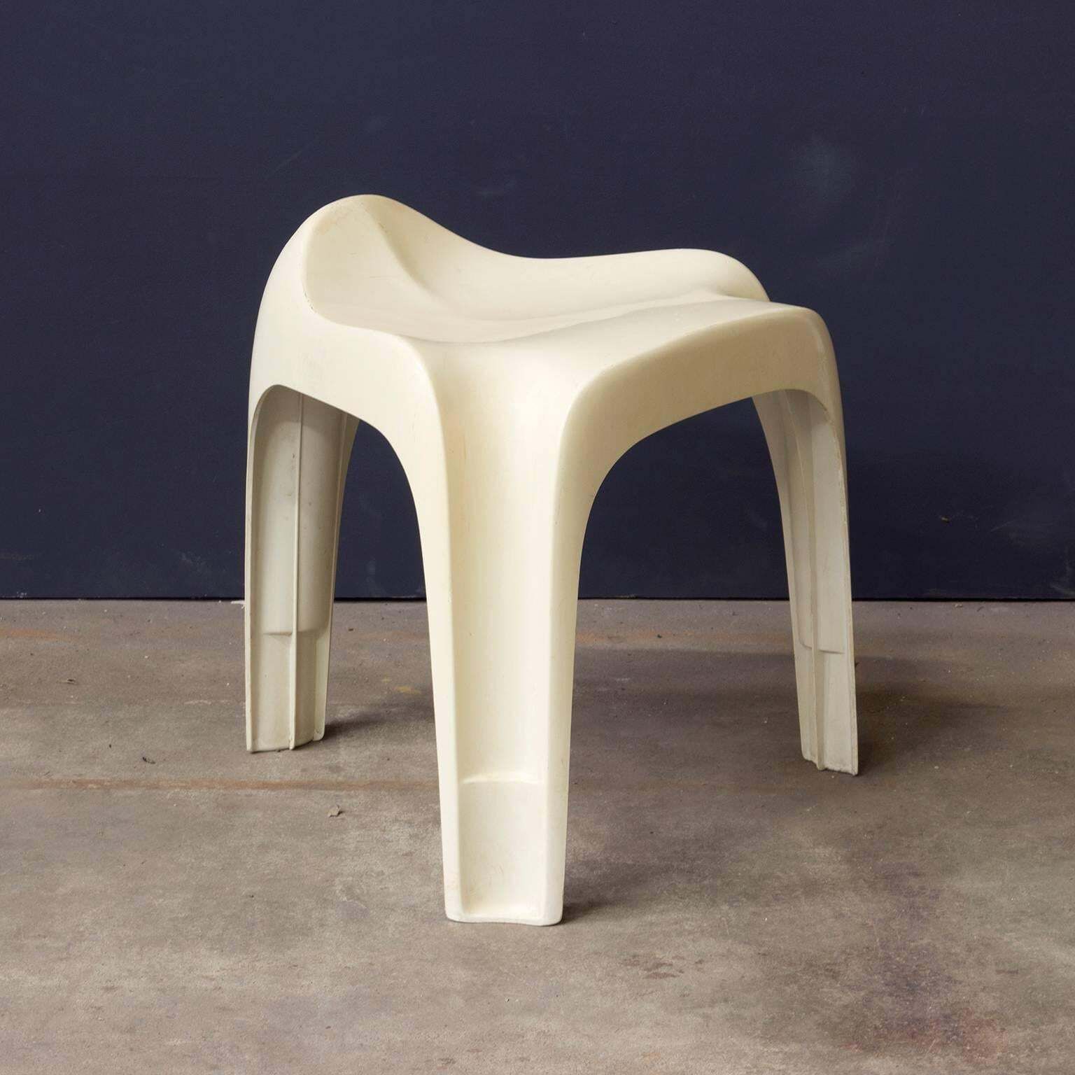 Plastic Organic Stool In White, Circa 1970 photo furniture