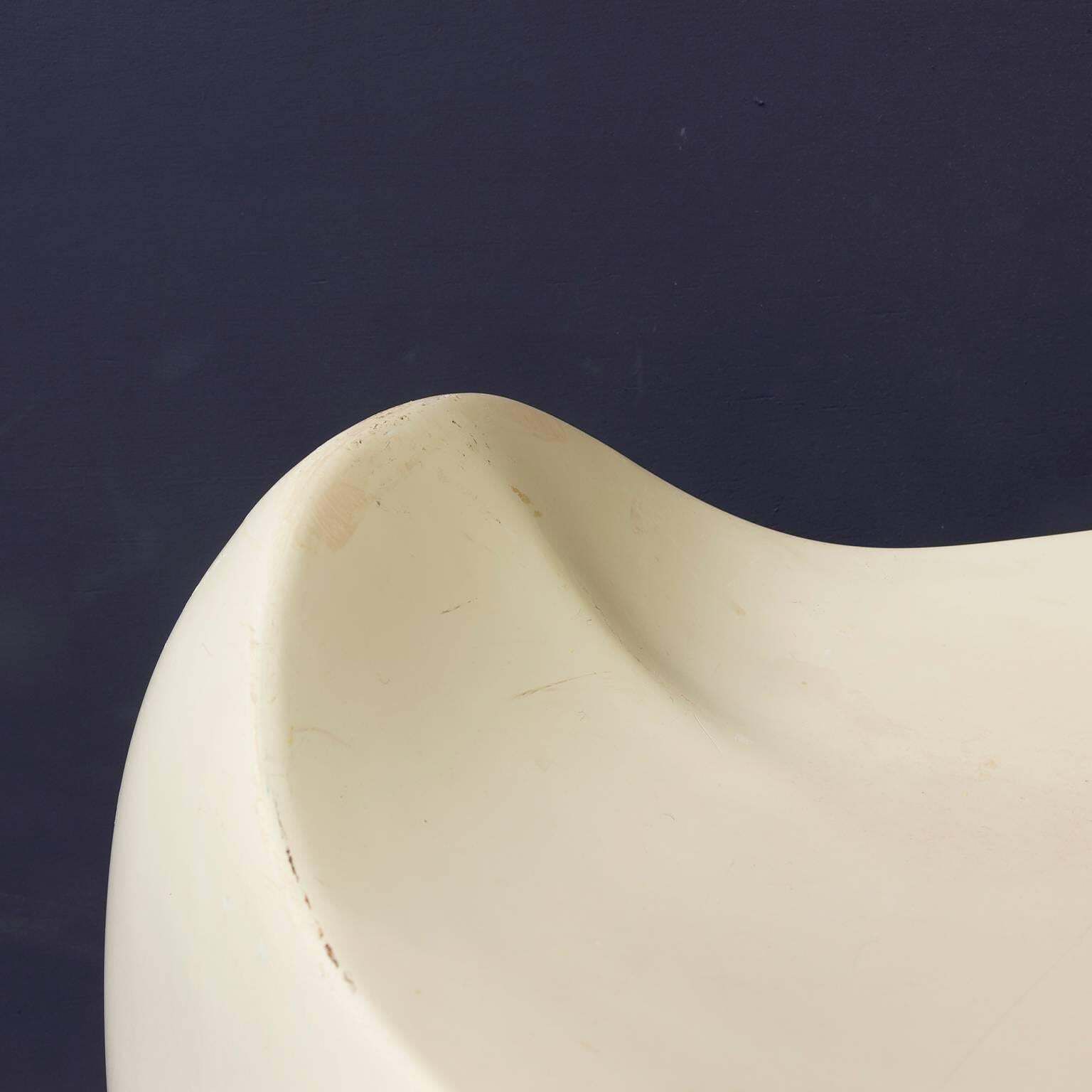 Plastic Organic Stool In White, Circa 1970 photo vinterior
