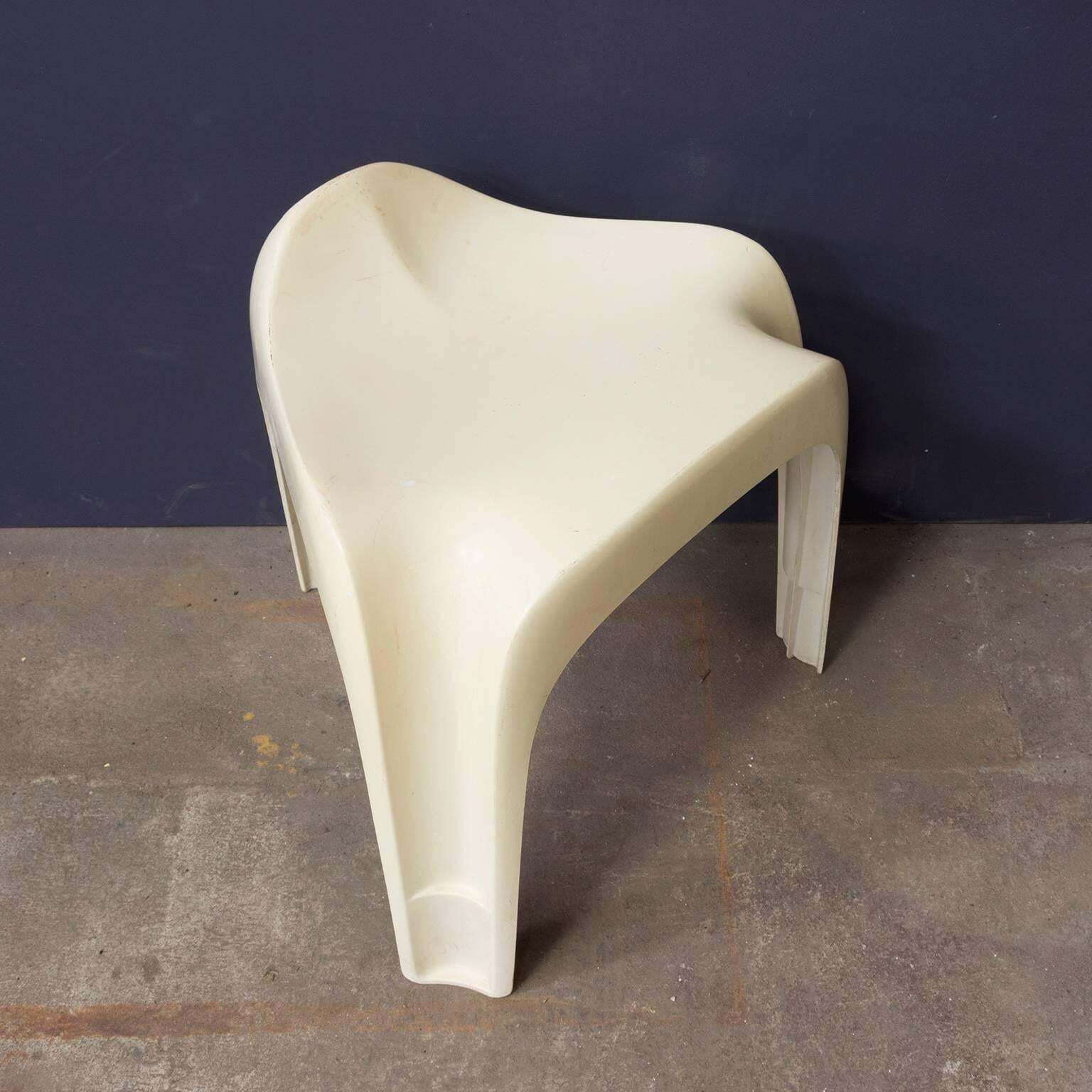 Plastic Organic Stool In White, Circa 1970 photo buy