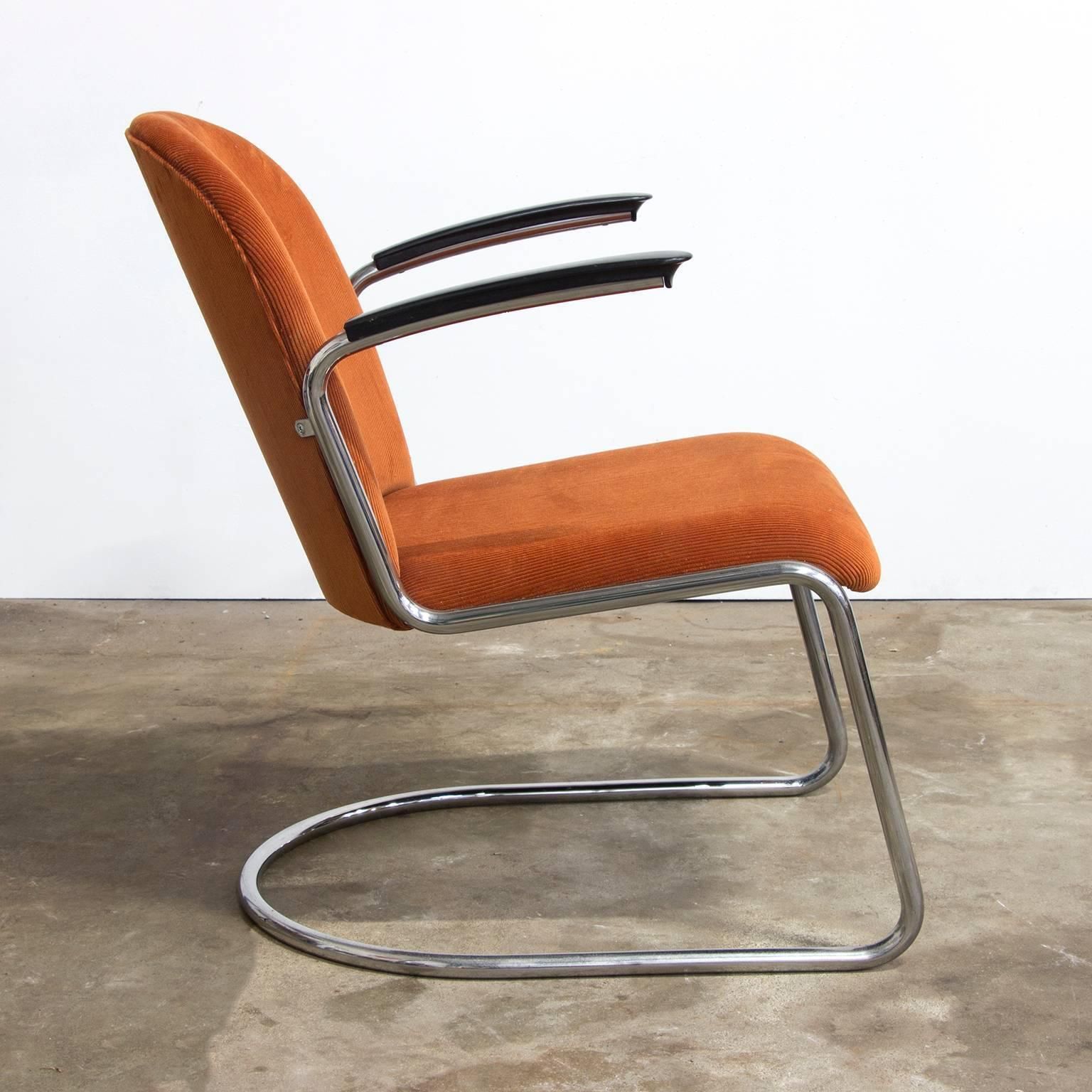 1935, W.H. Gispen By Gispen Culemborg, 413 Easy Chair In Terra Corduroi Fabric photo furniture