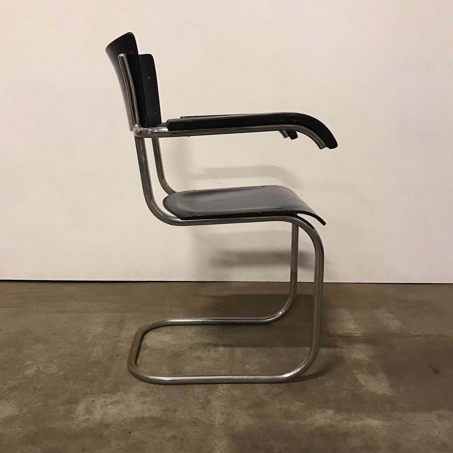 1931, Mart Stam For Thonet, Black Wooden S43f photo for sale