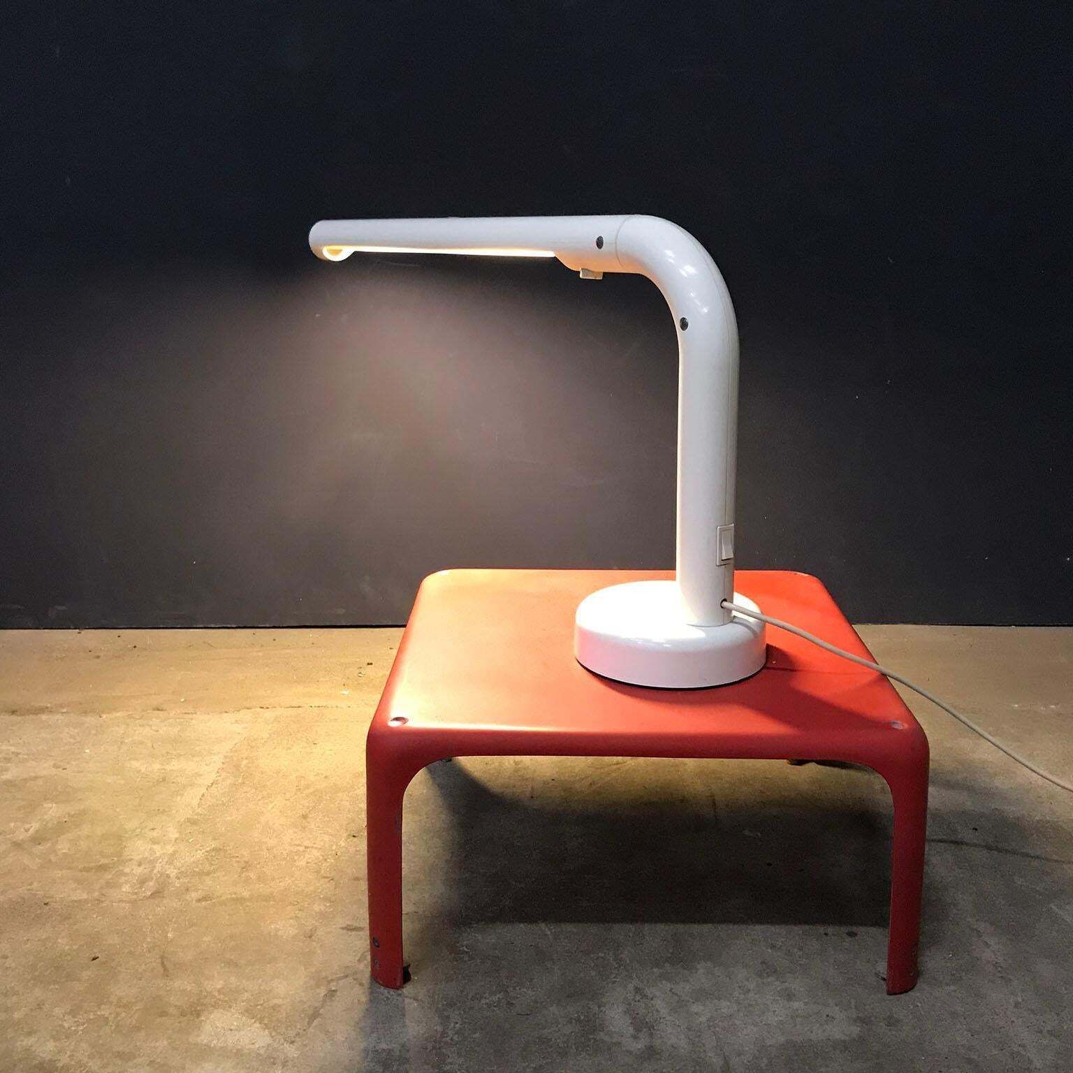 1960, Anders Pehrson For Atelje Lyktan, Sweden, Tube Desk Lamp Off White Plastic photo vintage