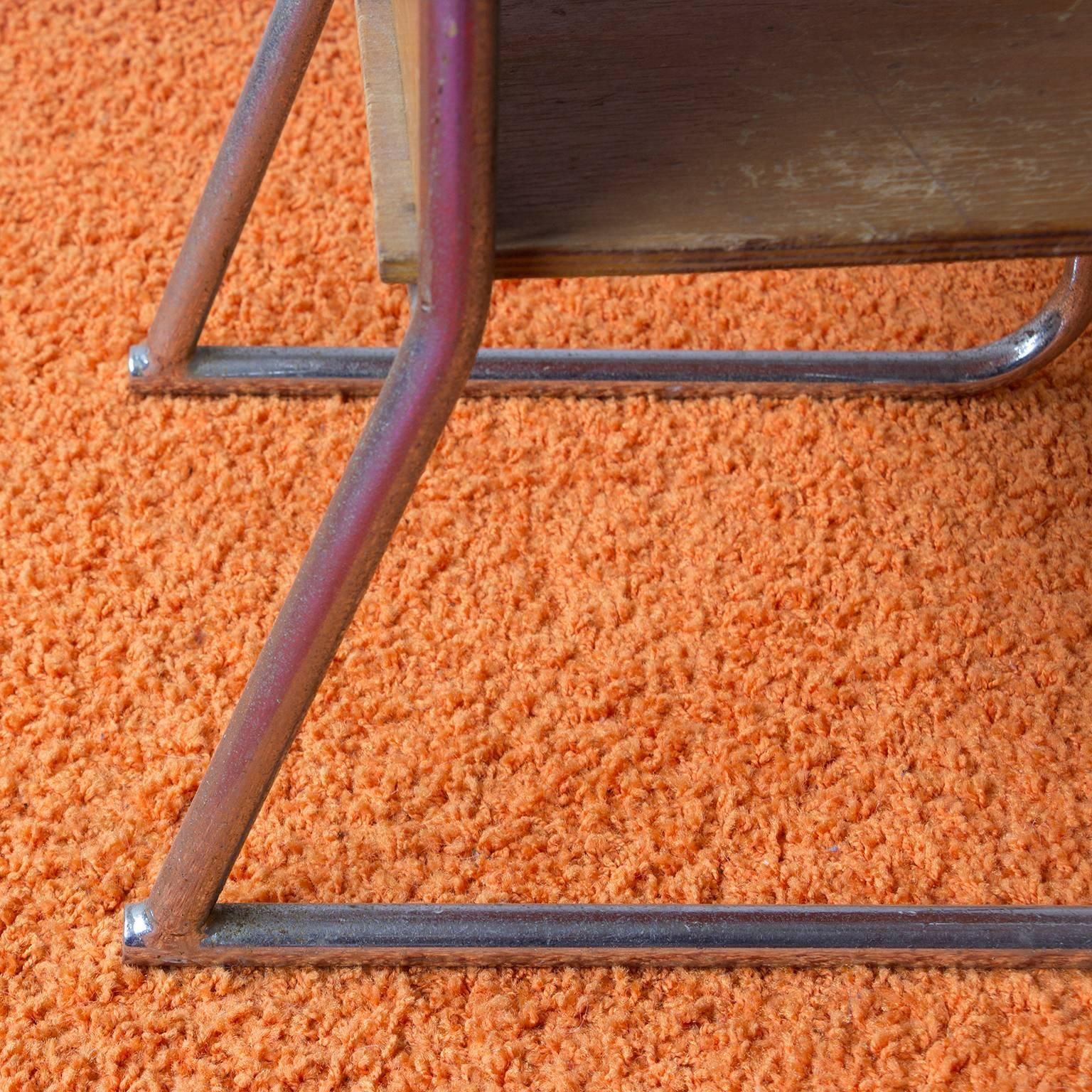 photo for sale Tubular Children Chair, Wood And Chrome, Circa 1965