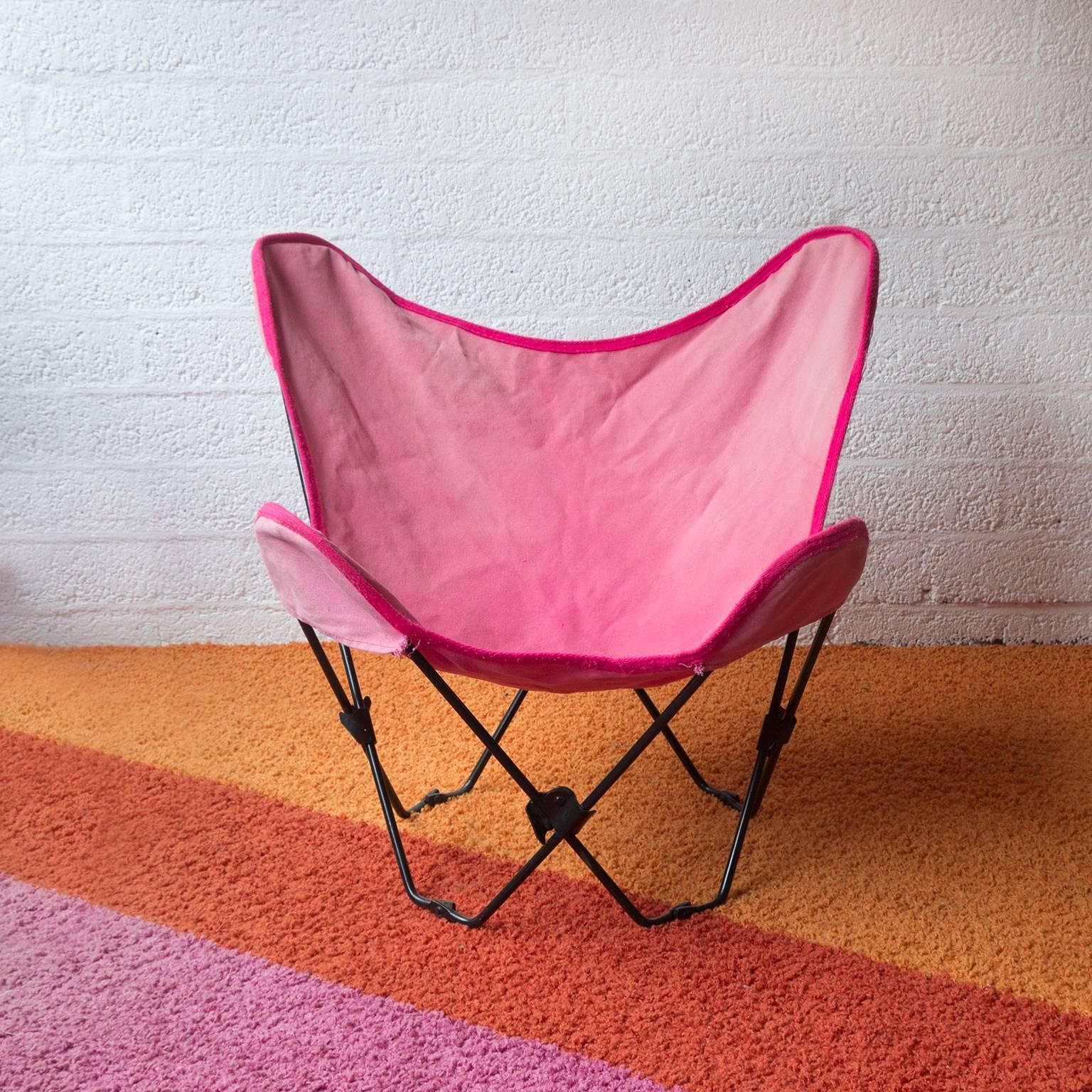 1960, Hardoy, Ferrari, Black Foldable Children Butterfly Chair With Pink Cover photo 725.0