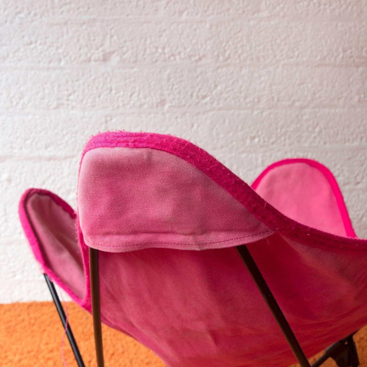 1960, Hardoy, Ferrari, Black Foldable Children Butterfly Chair With Pink Cover photo buy