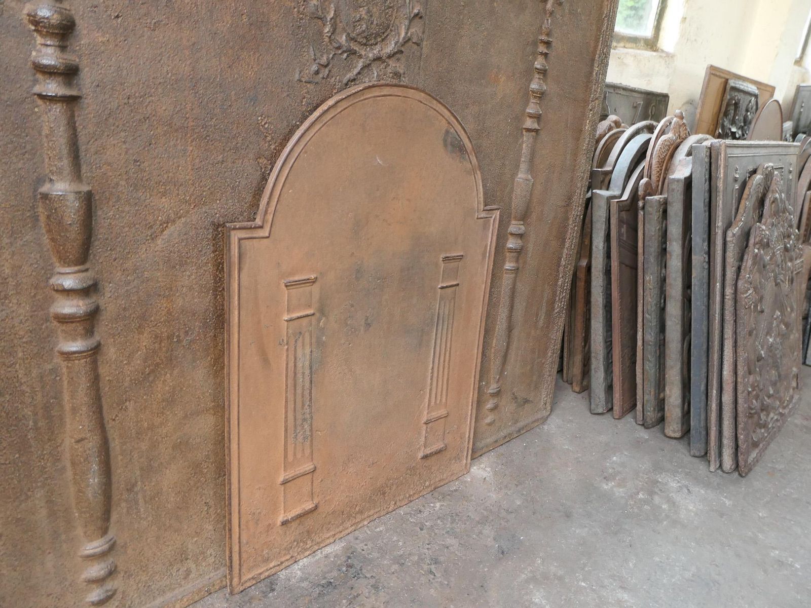 Home Fixtures Antique French 'Pillars Of Freedom' Fireback / Backsplash, 18th   19th C. photo