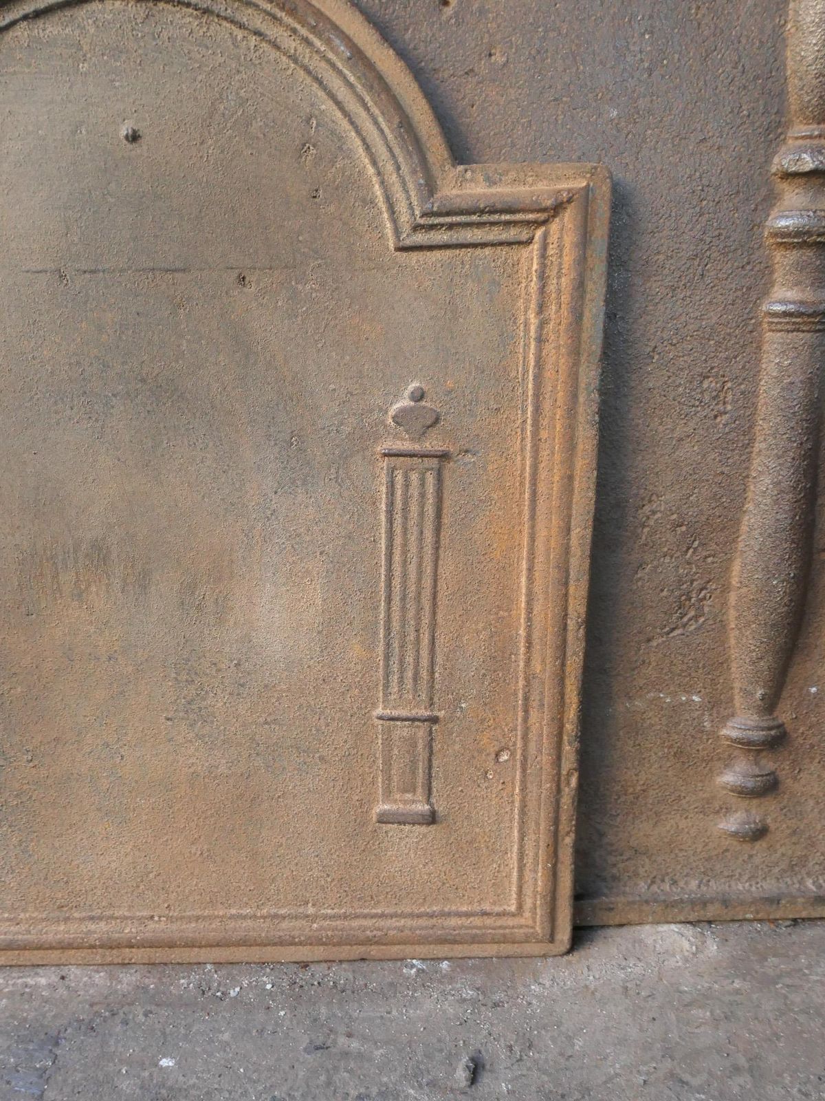 photo for sale Antique French 'Pillars Of Freedom' Fireback / Backsplash, 18th   19th C.