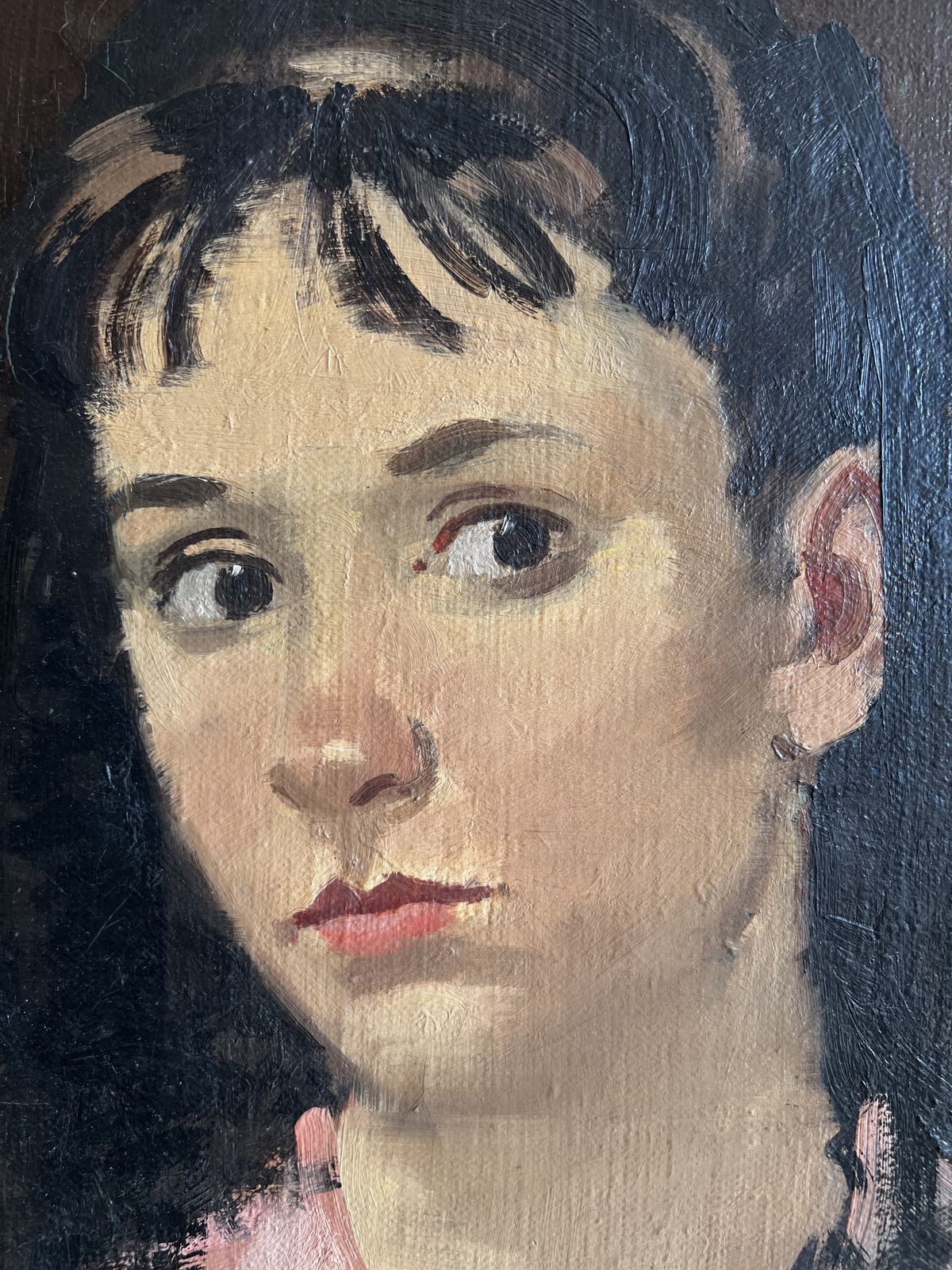 Portrait Of A Girl With Lace Scarf, Oil On Canvas Large Portrait Painting photo buy