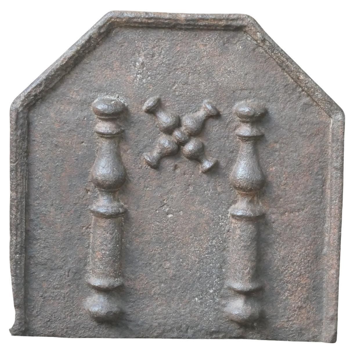 French Louis XIV 'Pillars With Saint Andrew's Cross' Fireback / Backsplash