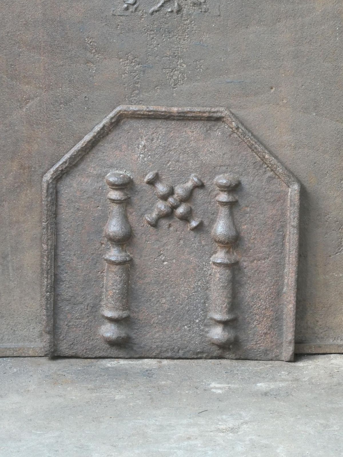 French Louis XIV 'Pillars With Saint Andrew's Cross' Fireback / Backsplash photo for sale