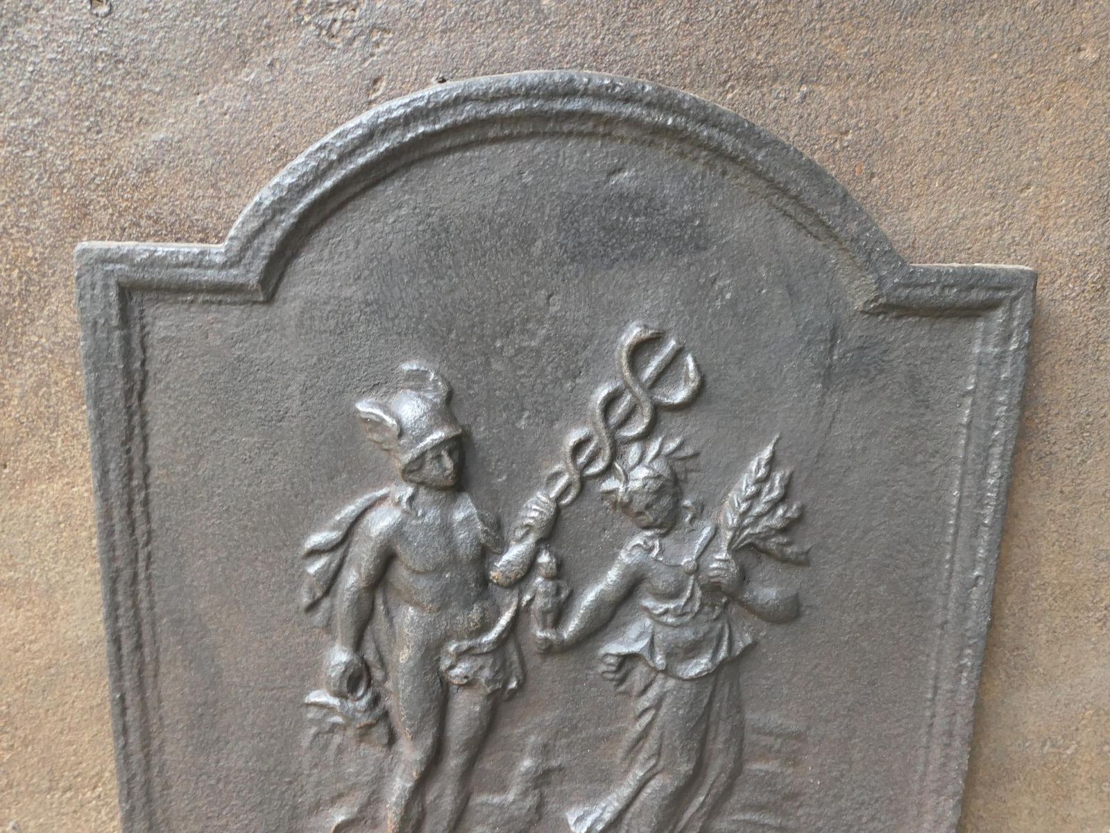 Antique French Napoleon III 'Mercury And Ceres' Fireback / Backsplash, 19th C. photo vinterior