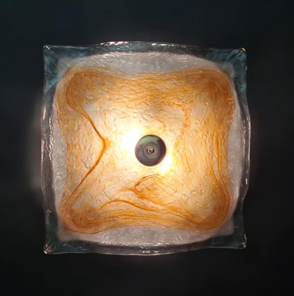 photo furniture Square Flush Mount / Sconce By Mazzega, 2 Available