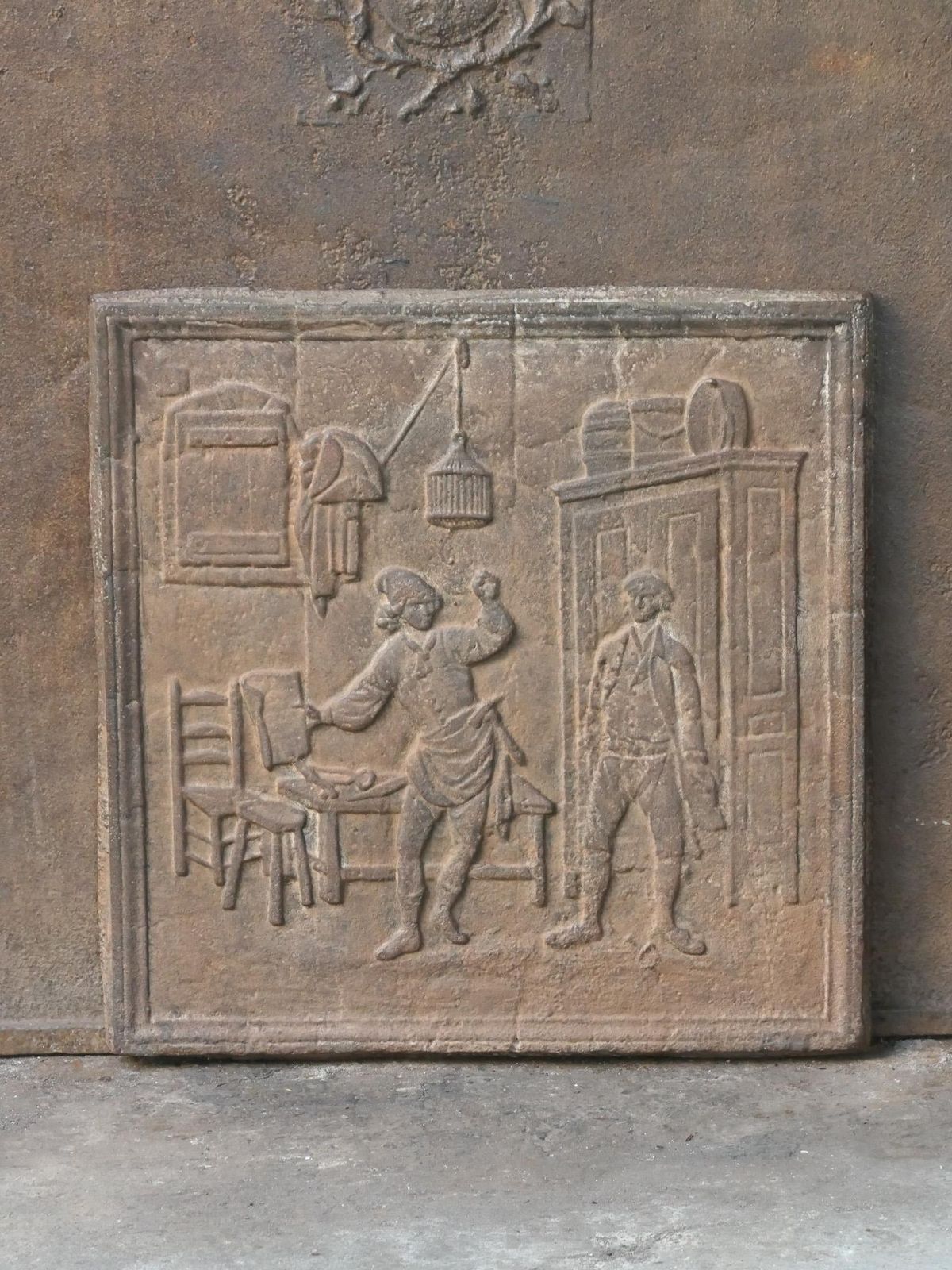 19th   20th Century French 'The Cobbler And The Financier' Fireback / Backsplash photo Home Fixtures