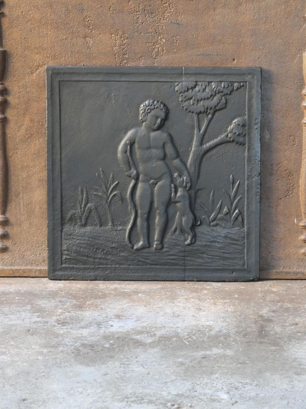 French Napoleon III Style 'Boy With Dog' Fireback / Backsplash photo furniture