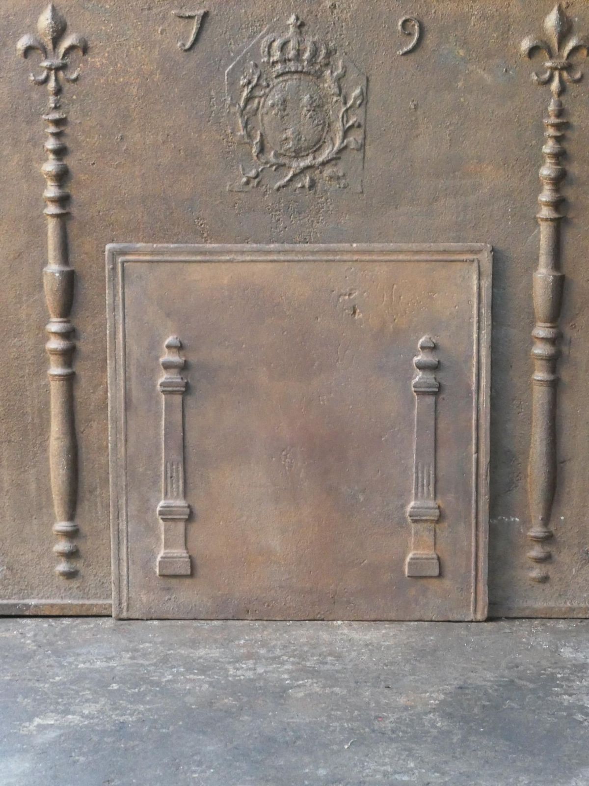 Antique French 'Pillars Of Freedom' Fireback / Backsplash, 18th   19th C. photo for sale