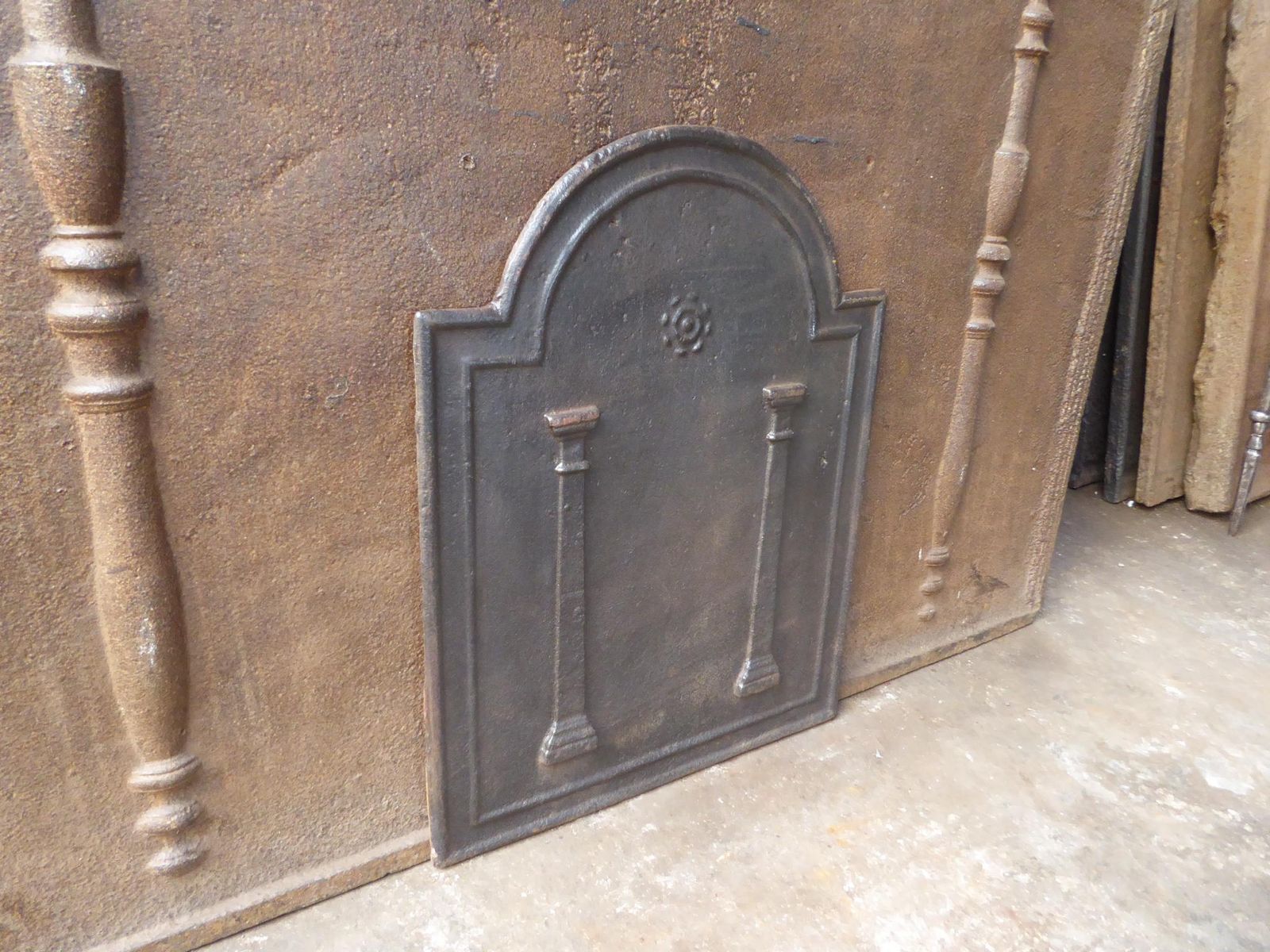 Antique French Neoclassical 'Pillars Of Freedom' Fireback / Backsplash photo vintage