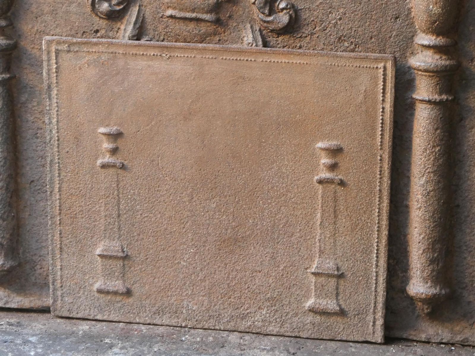 Antique French Neoclassical 'Pillars Of Freedom' Fireback /Backsplash photo for sale