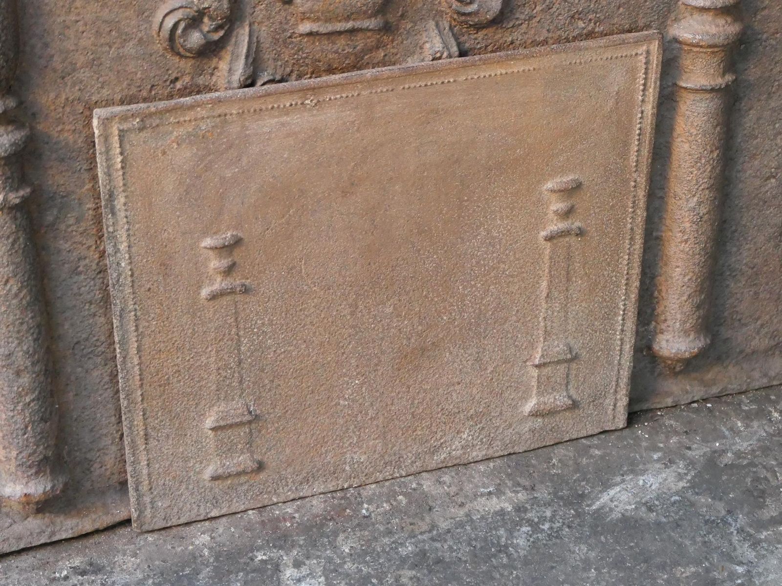 Antique French Neoclassical 'Pillars Of Freedom' Fireback /Backsplash photo Home Fixtures