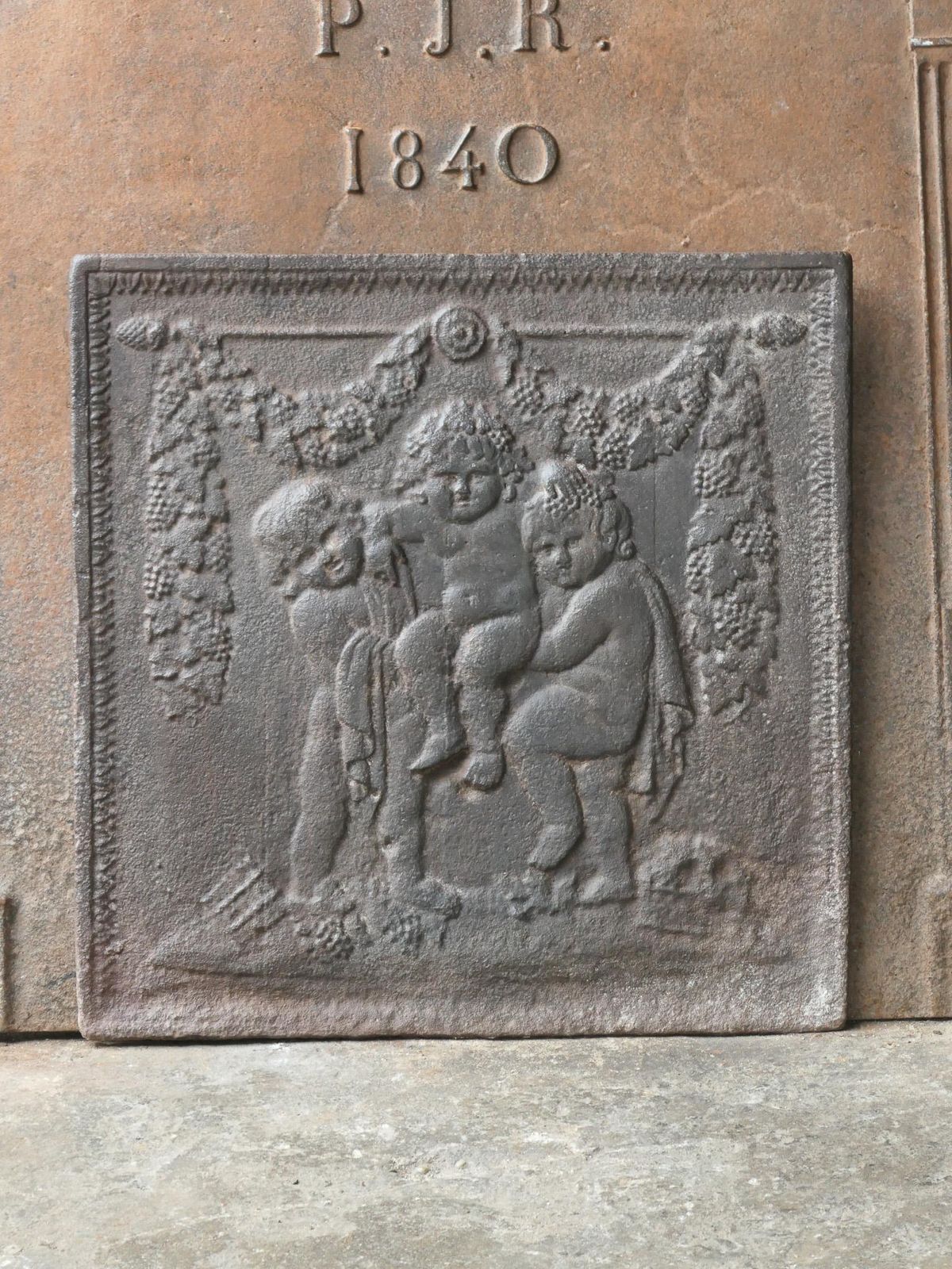 Napoleon III Fireback / Backsplash Depicting Young Bacchus, 19th Century photo for sale