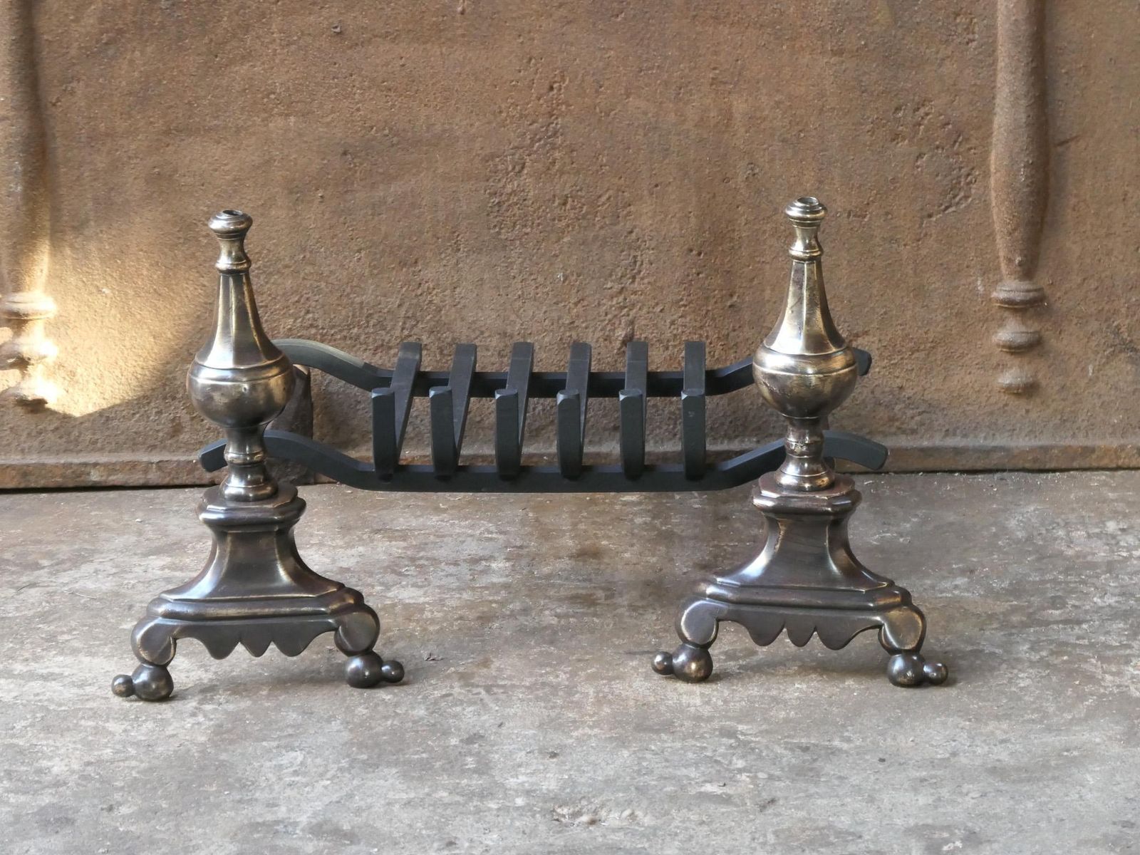 French Louis XIV Period Fireplace Andirons Or Fire Grate, 17th Century photo 576.0