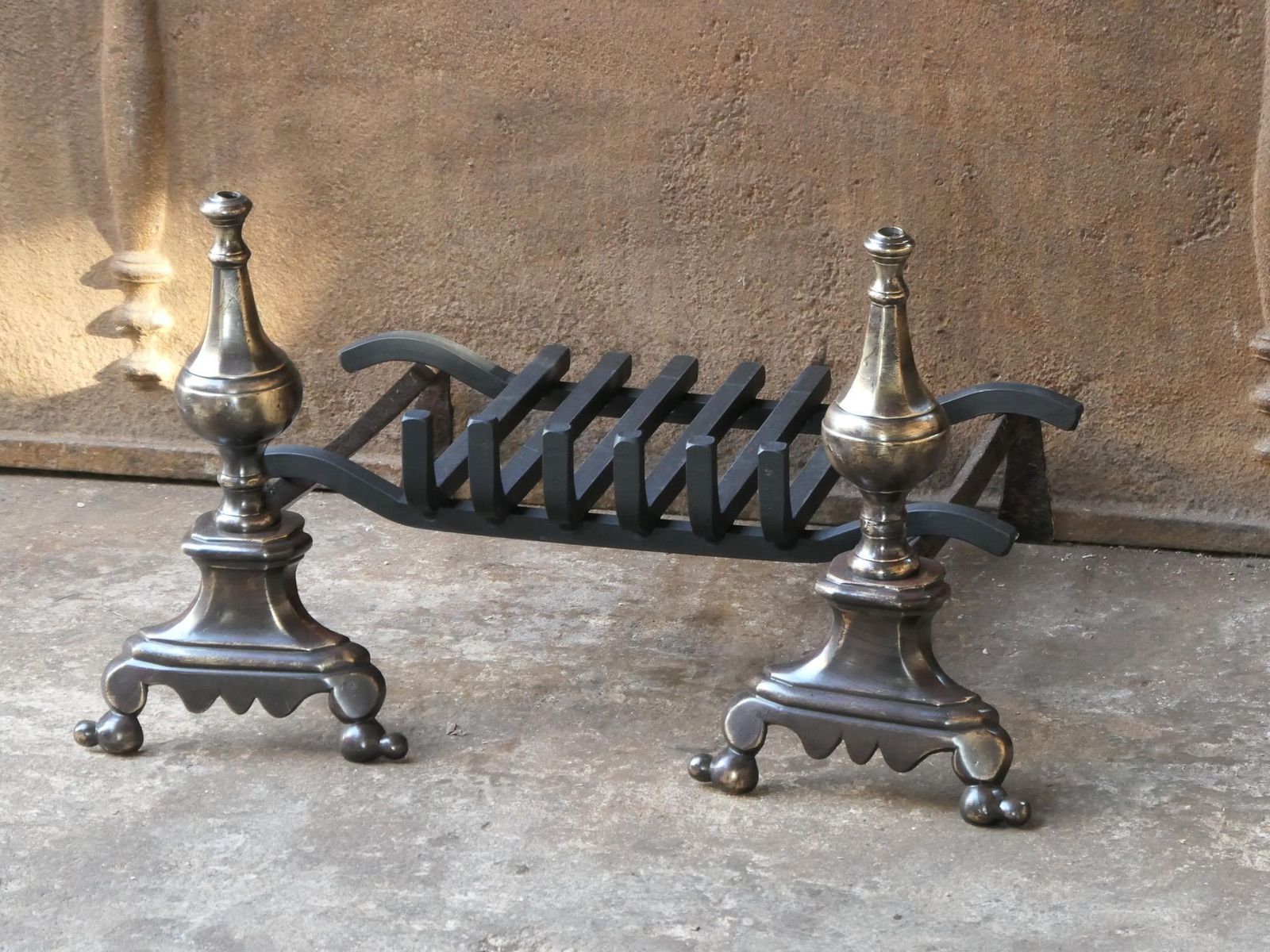 French Louis XIV Period Fireplace Andirons Or Fire Grate, 17th Century photo vinterior