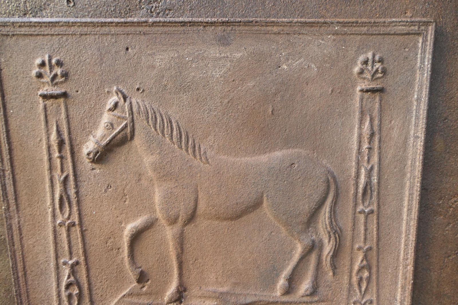 photo furniture Antique French 'Horse' Fireback / Backsplash, 19th Century