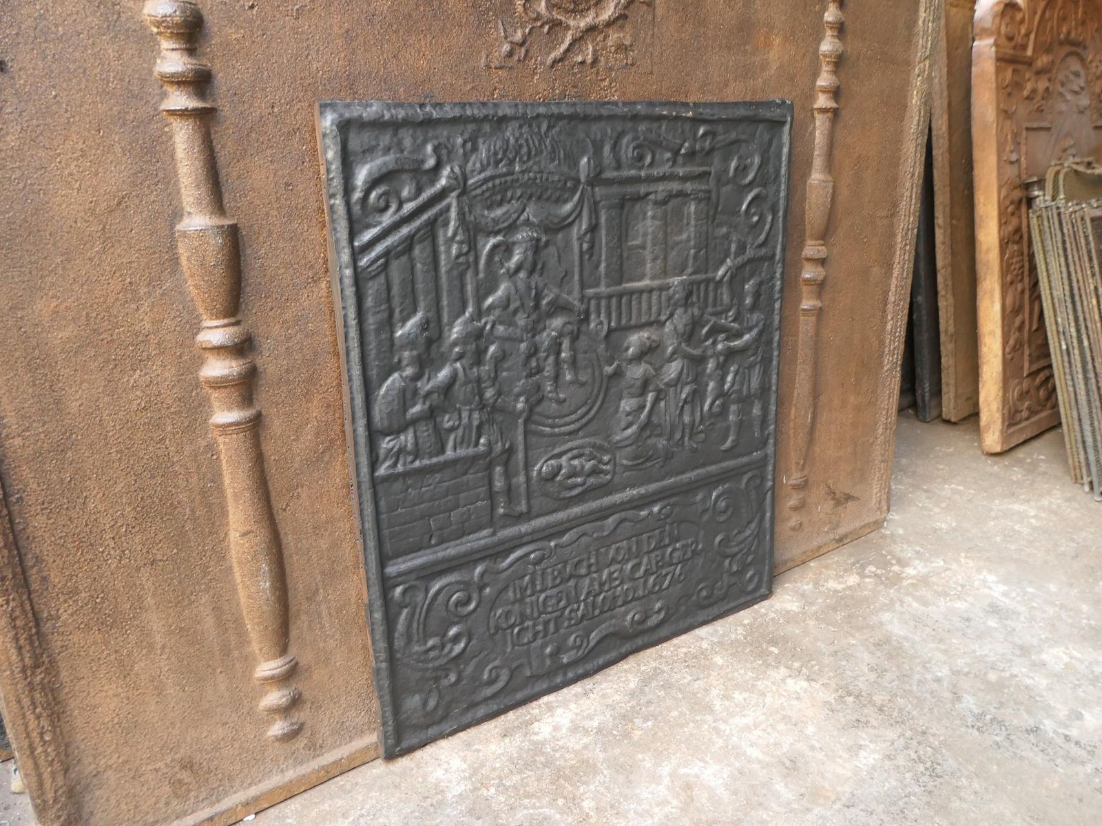 photo furniture Antique German 'Judgement Of Solomon' Fireback / Backsplash, 17th Century