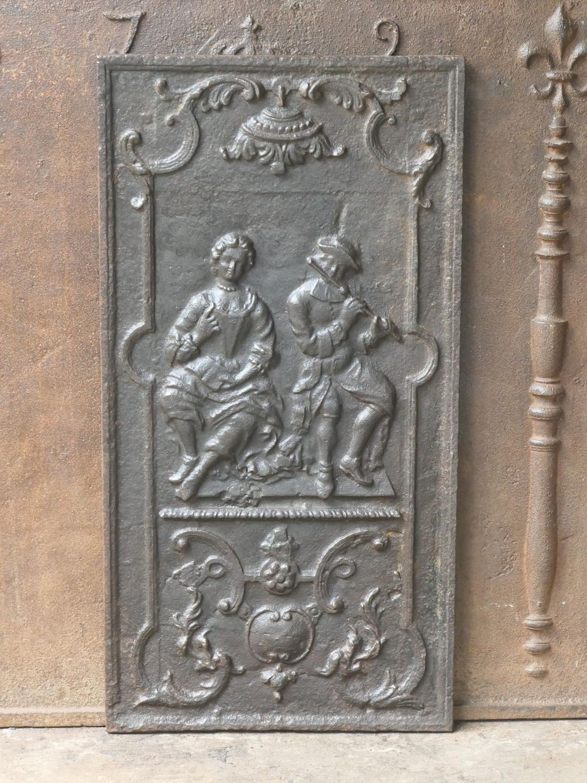 18th Century French Louis XV 'Man And Woman' Fireback / Backsplash photo for sale
