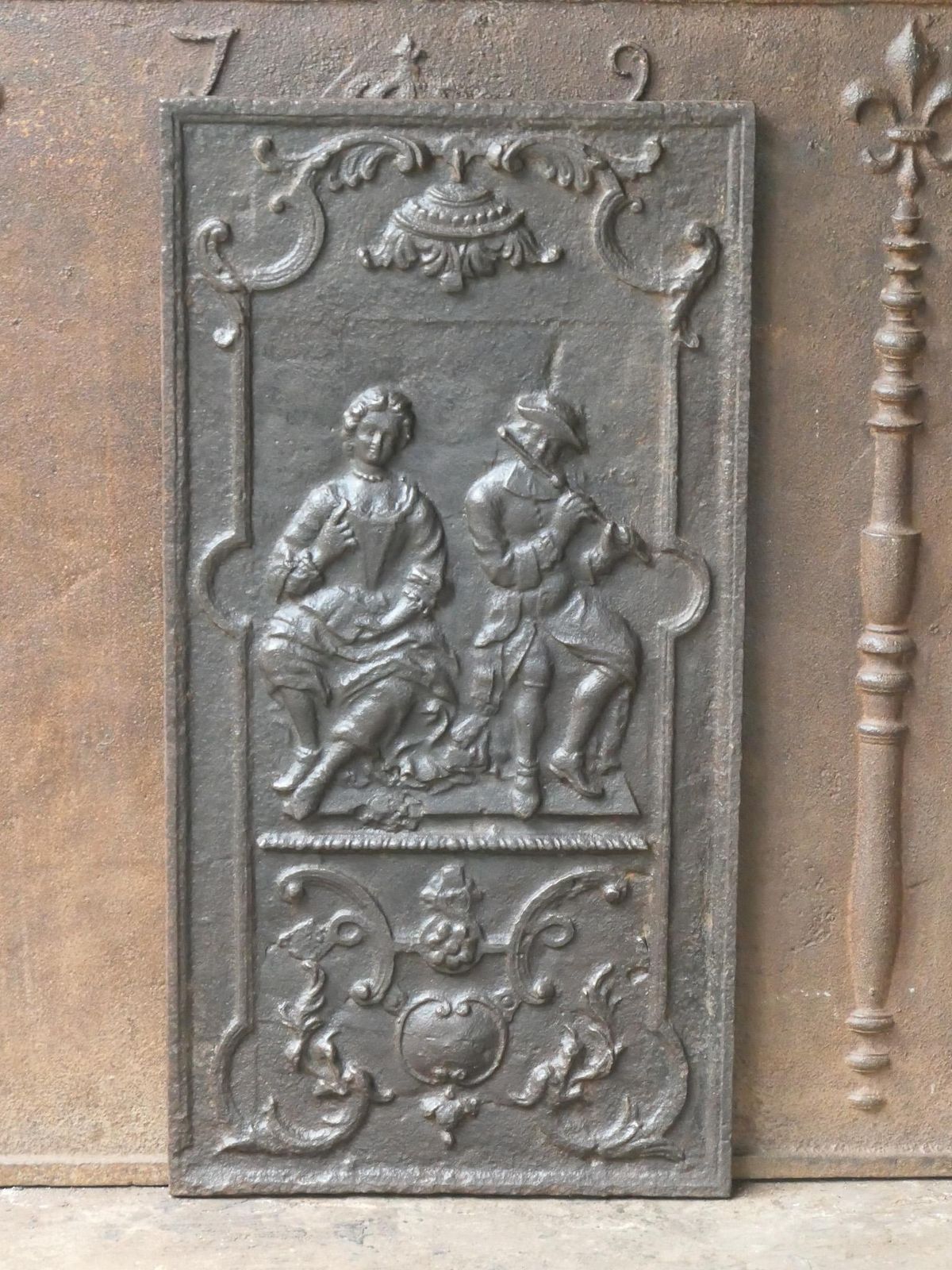 18th Century French Louis XV 'Man And Woman' Fireback / Backsplash photo Home Fixtures