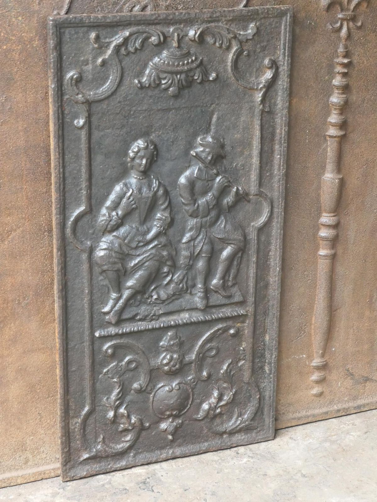 18th Century French Louis XV 'Man And Woman' Fireback / Backsplash photo vinterior