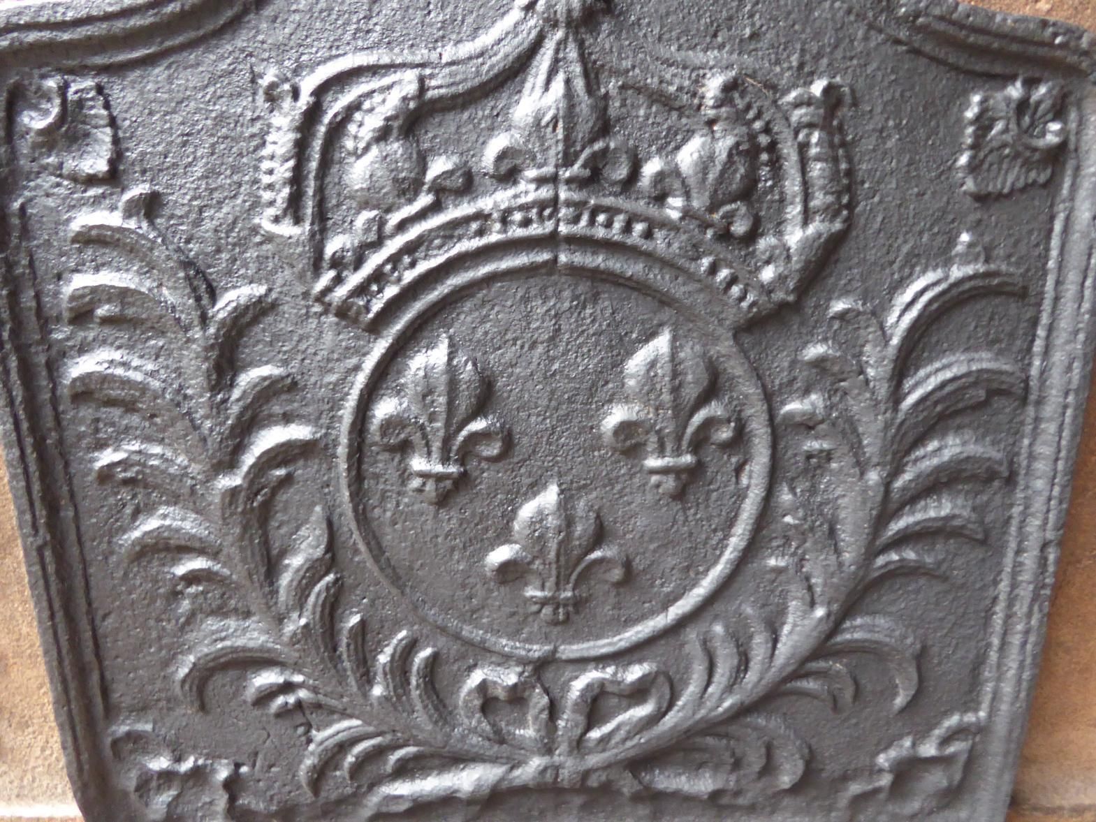 Antique French Louis XV Arms Of France Fireback / Backsplash, 18th Century photo vinterior