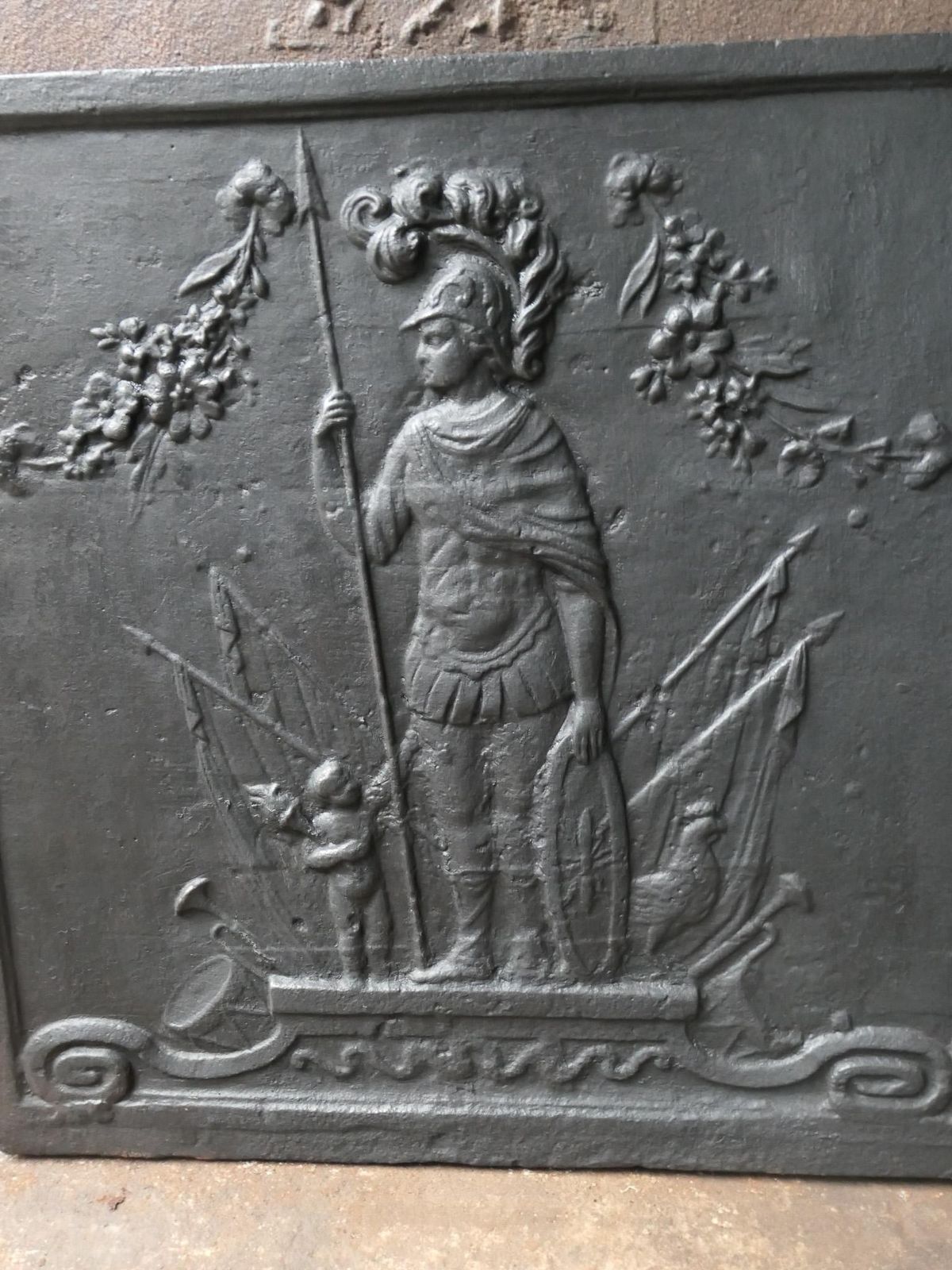 Antique French 'Mars' Fireback / Backsplash, 19th Century photo vinterior