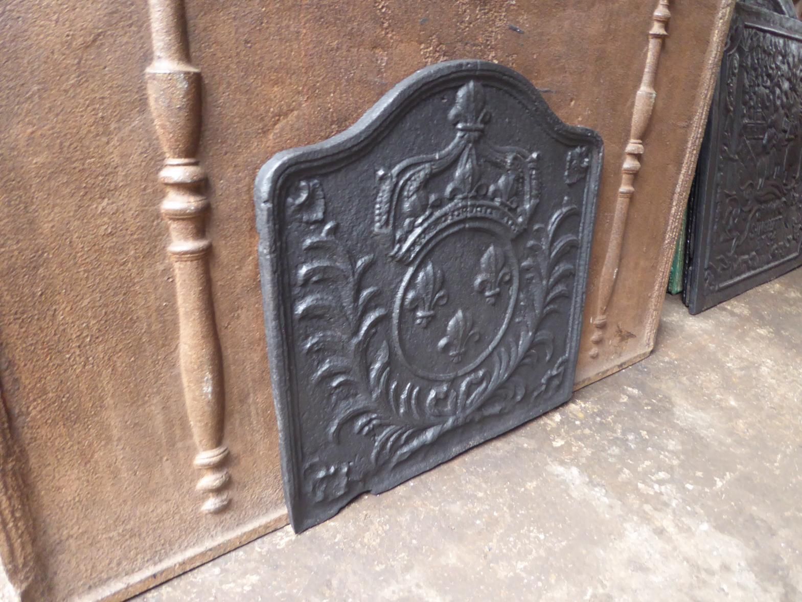 Antique French Louis XV Arms Of France Fireback / Backsplash, 18th Century photo vintage