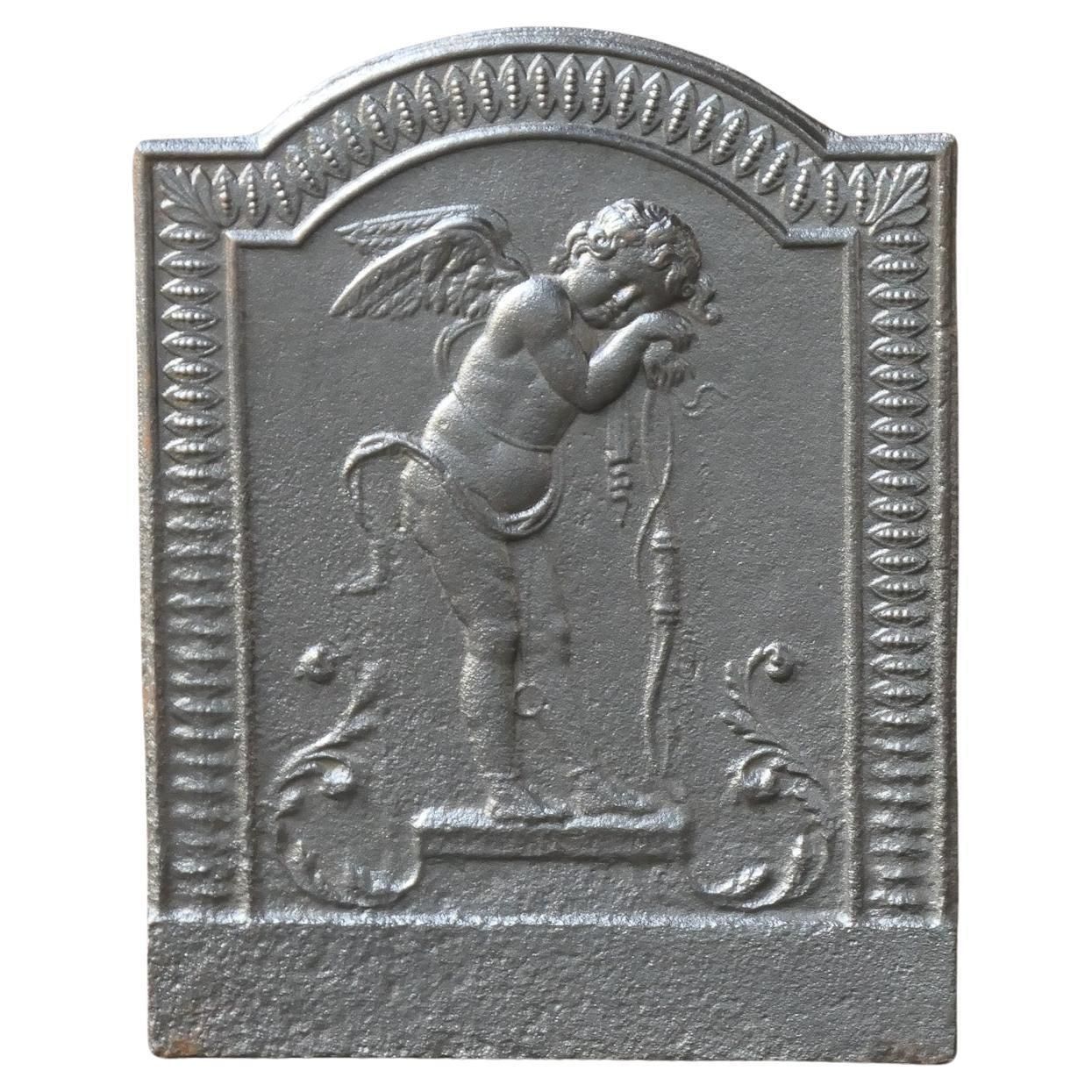 Antique French 'Cupid' Fireback / Backsplash, 18th   19th C.