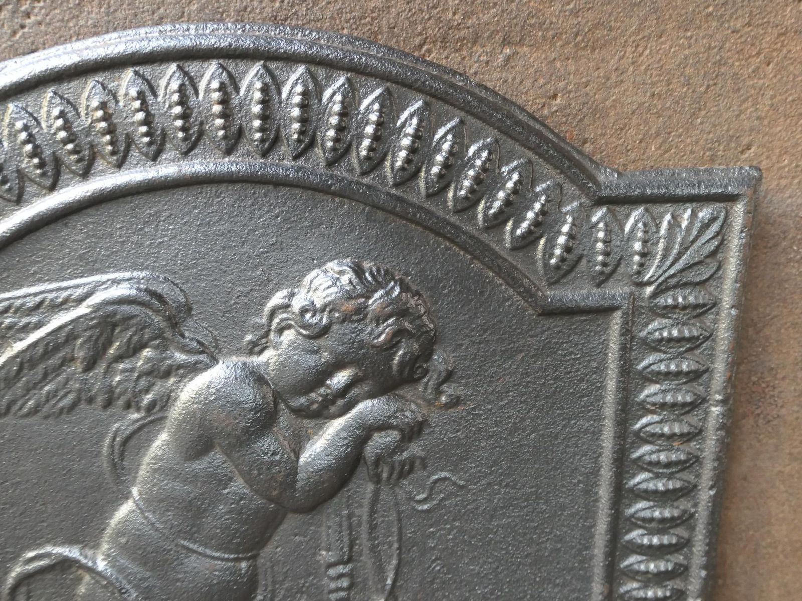 Antique French 'Cupid' Fireback / Backsplash, 18th   19th C. photo vintage