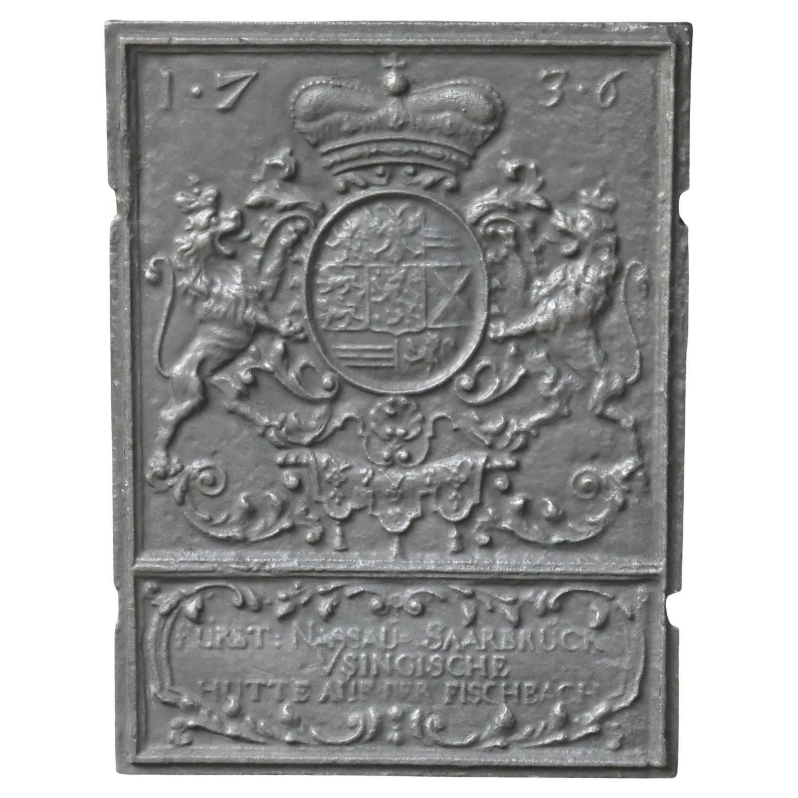 German Louis XV Period 'Coat Of Arms' Fireback / Backsplash, 18th Century
