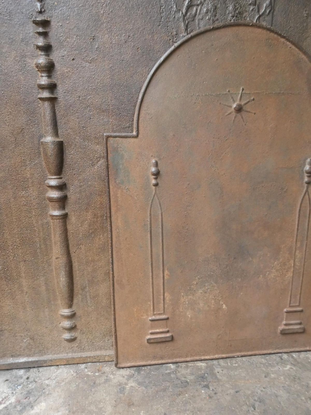 photo for sale Antique French 'Pillars Of Freedom' Fireback / Backsplash, 18th   19th C.