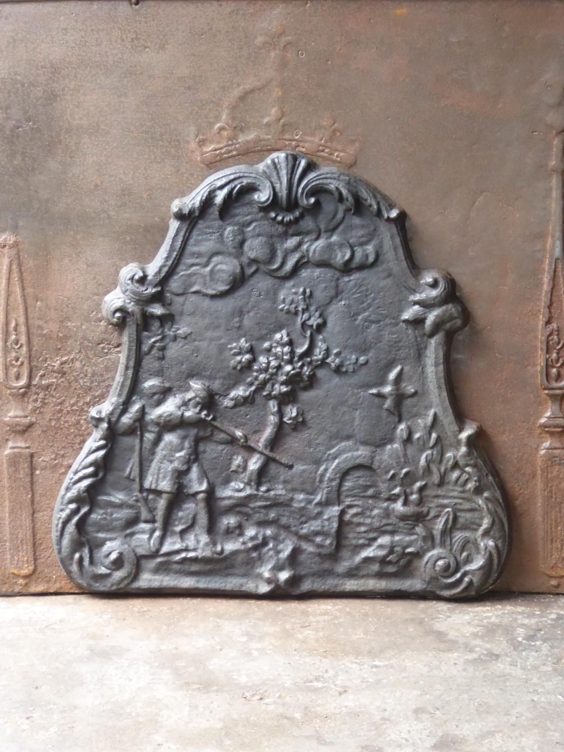 Antique French Napoleon III 'Hunter' Fireback / Backsplash, 19th Century photo furniture