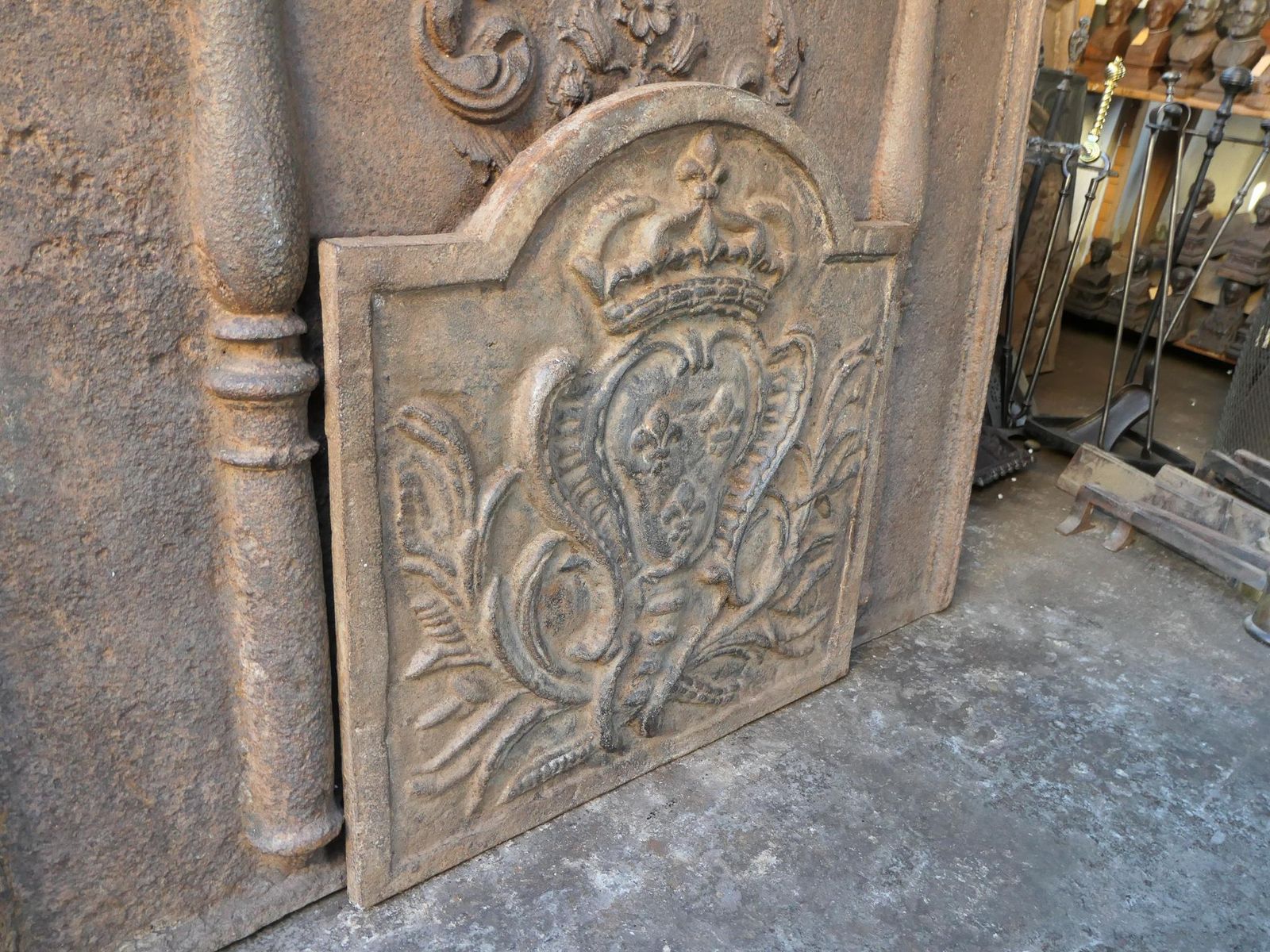 18th Century French Louis XV 'Arms Of France' Fireback / Backsplash photo vintage