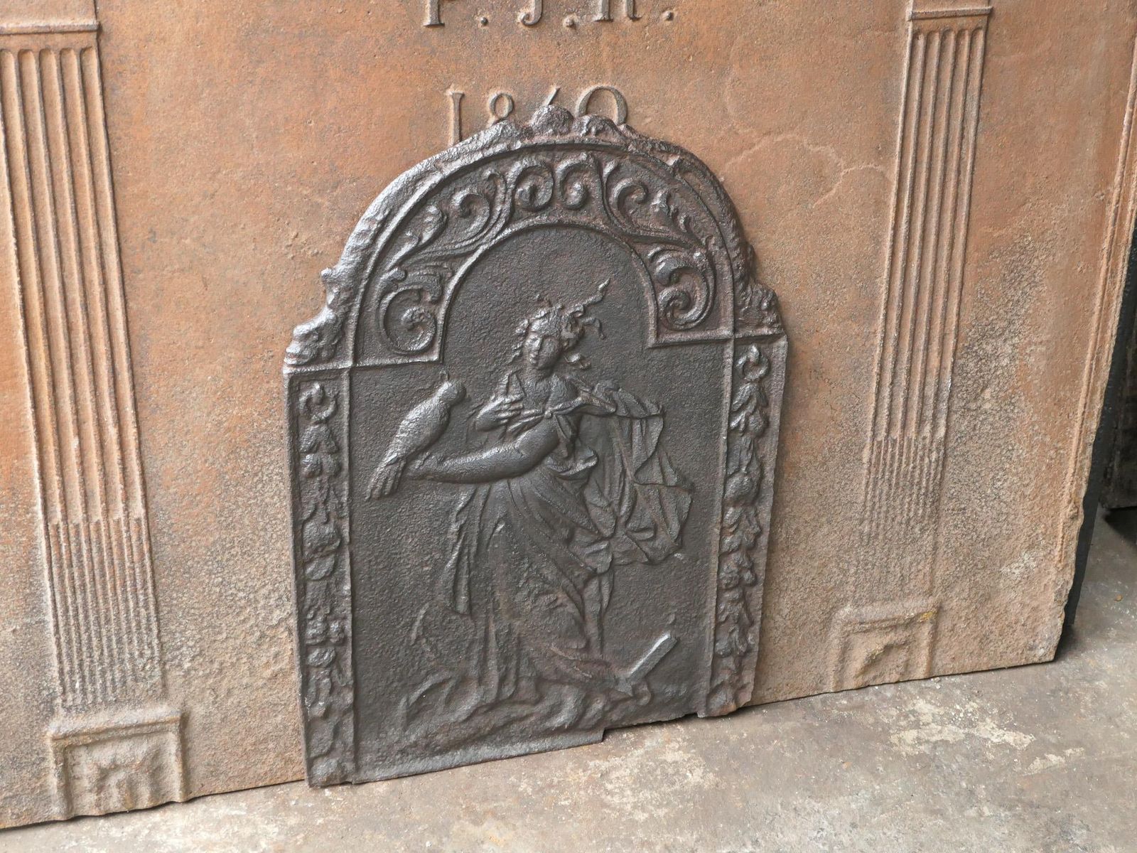 Antique Dutch Louis XIV Period 'The Hope' Fireback / Backsplash, 17th Century photo vinterior