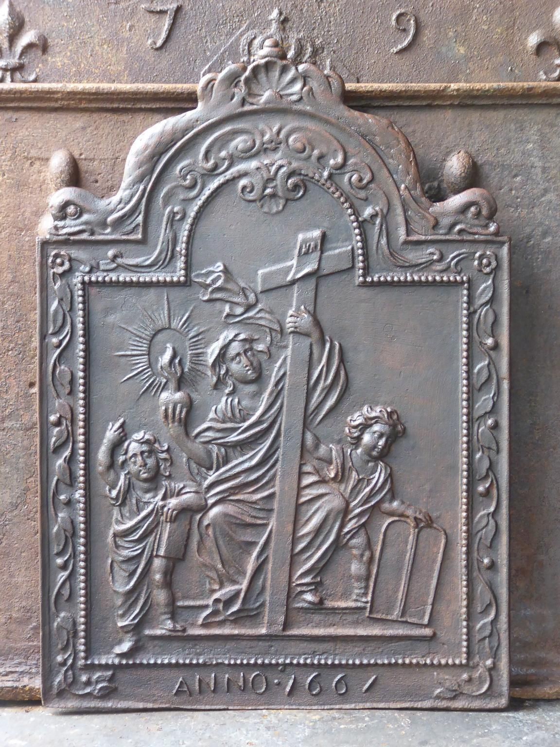 Antique French Louis XIII Style 'Faith' Fireback / Backsplash photo furniture