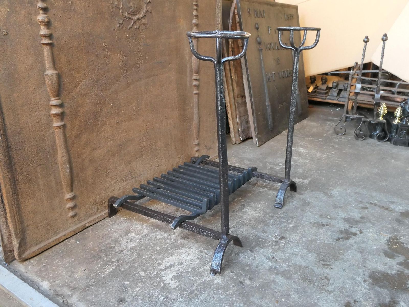 photo buy French Louis XIV Period Fireplace Andirons Or Fire Grate, 17th Century