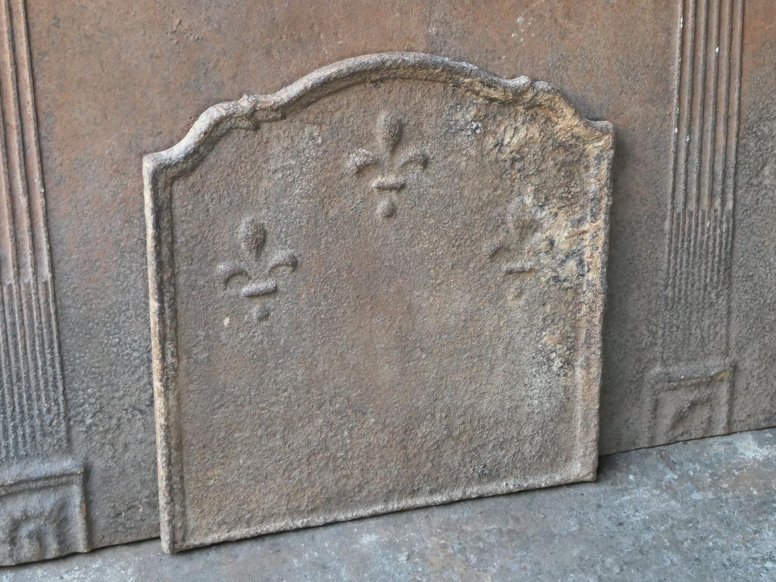 Antique French Louis XIV 'Fleur De Lys' Fireback / Backsplash, 17th Century photo vintage