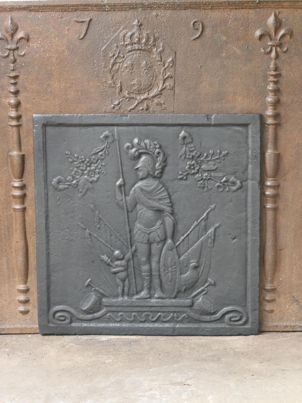 Antique French 'Mars' Fireback / Backsplash, 19th Century photo Home Fixtures