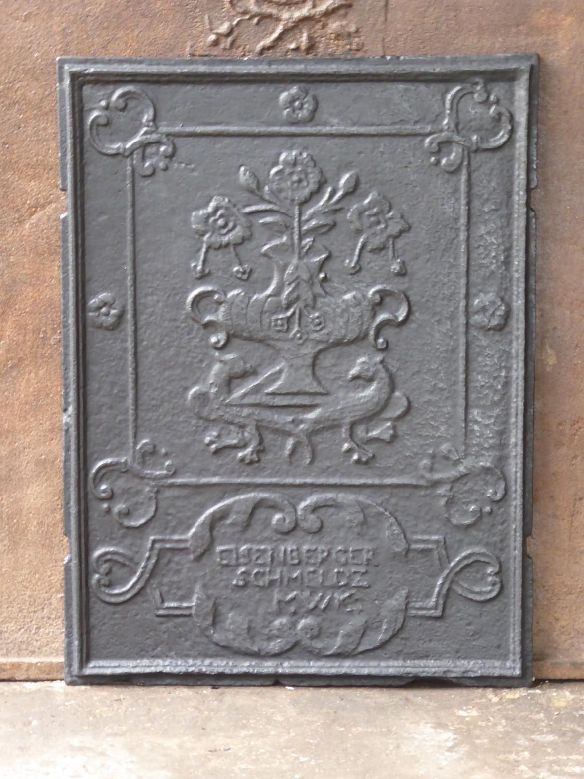 19th Century German Napoleon III 'Flower Basket' Fireback / Backsplash photo furniture