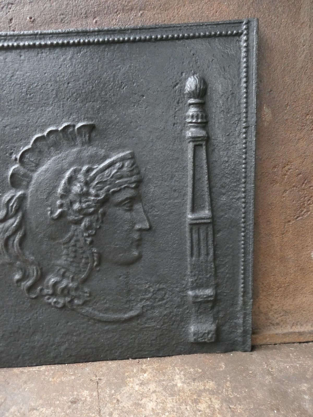photo for sale Antique French Neoclassical 'Roman Soldier' Fireback / Backsplash