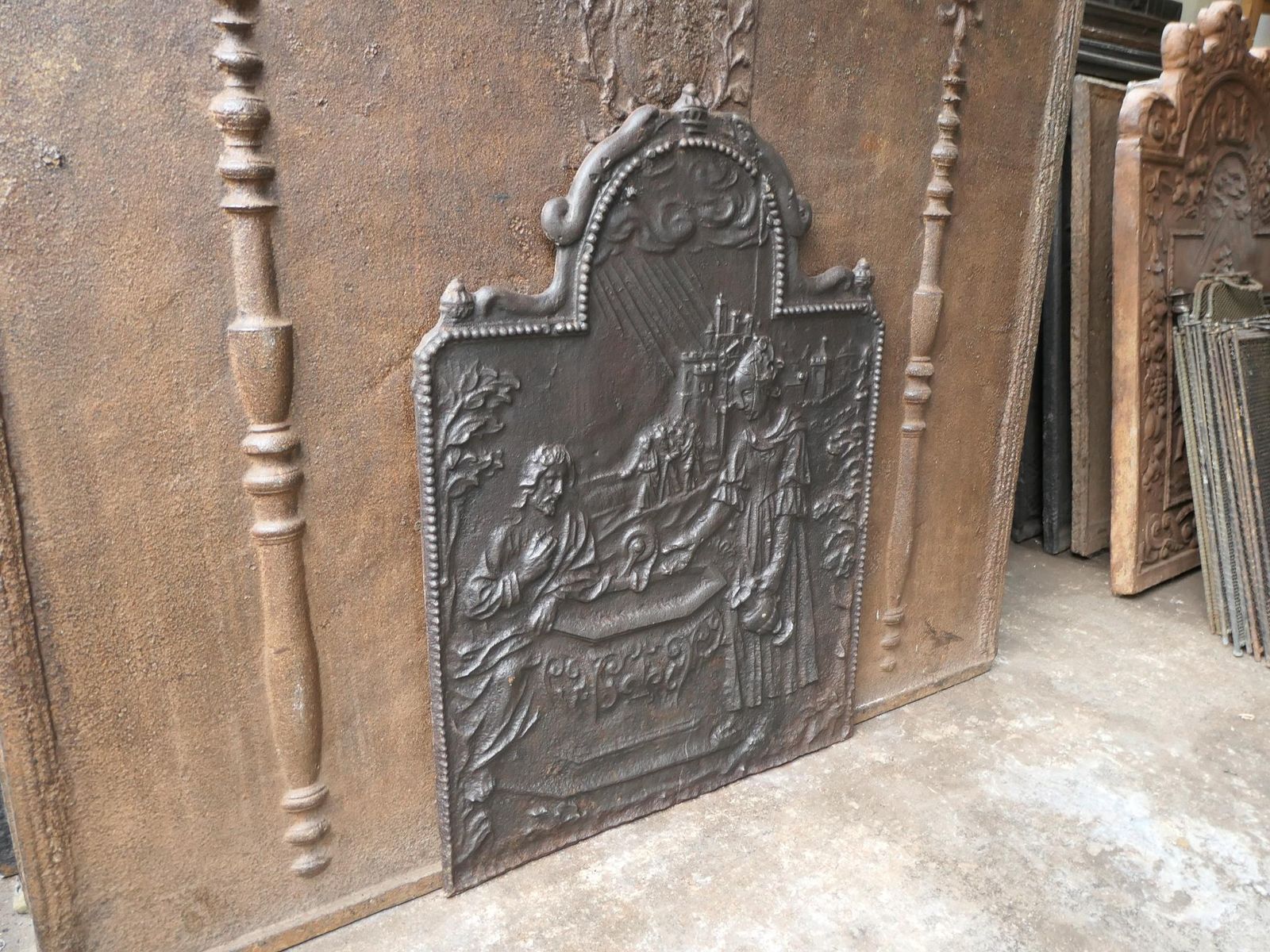576.0 Antique German 'Jacobian Well' Fireback / Backsplash, 17th 18th Century photo