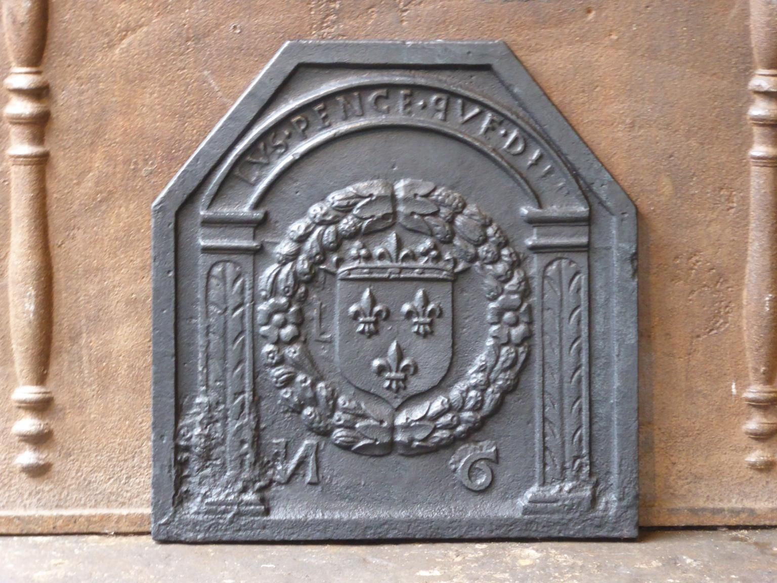 French Louis XIV Coat Of France Fireback / Backsplash, 17th Century photo for sale