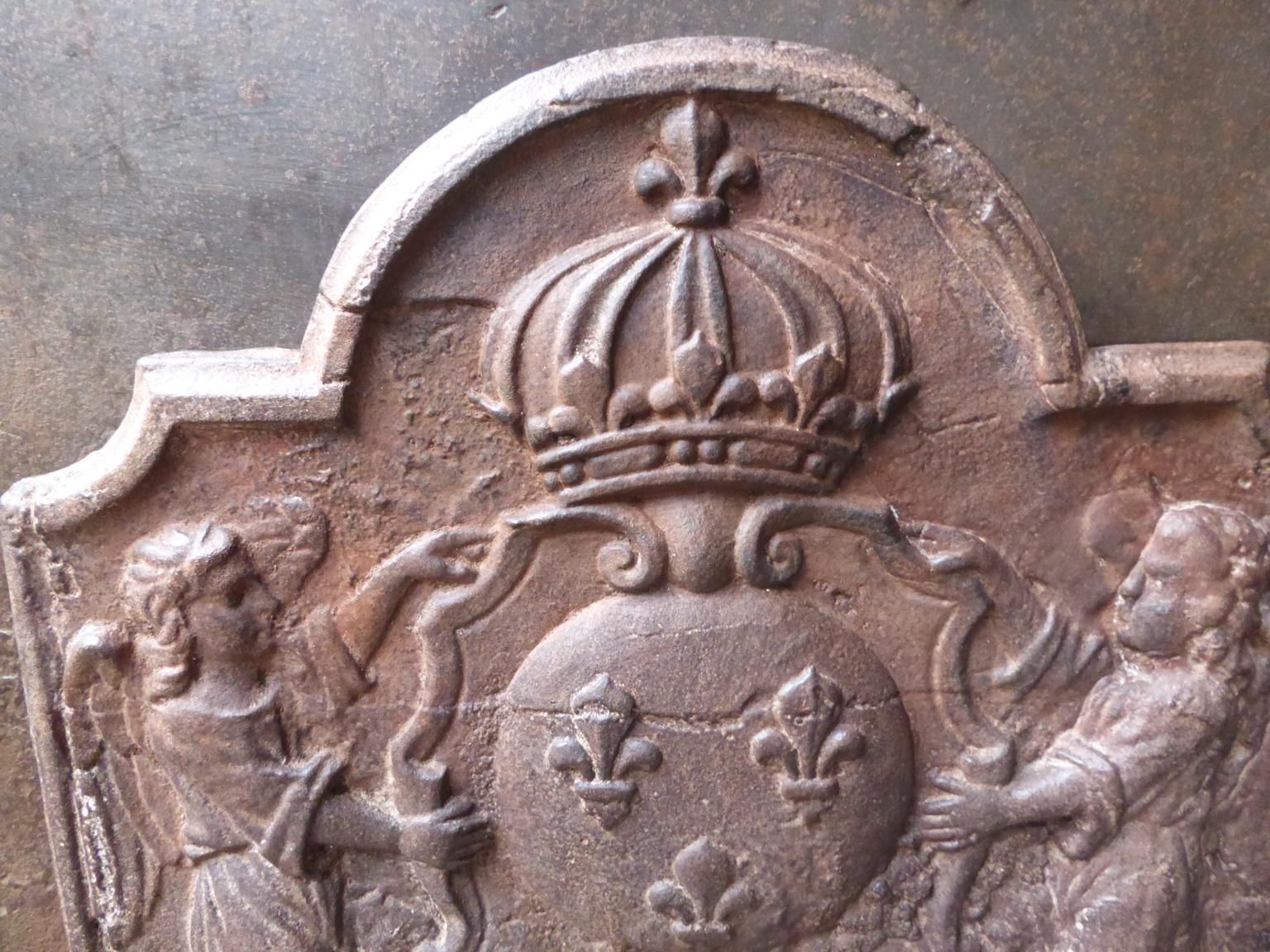 Antique French Fireback / Backsplash With Arms Of France, 17th 18th Century photo Home Fixtures